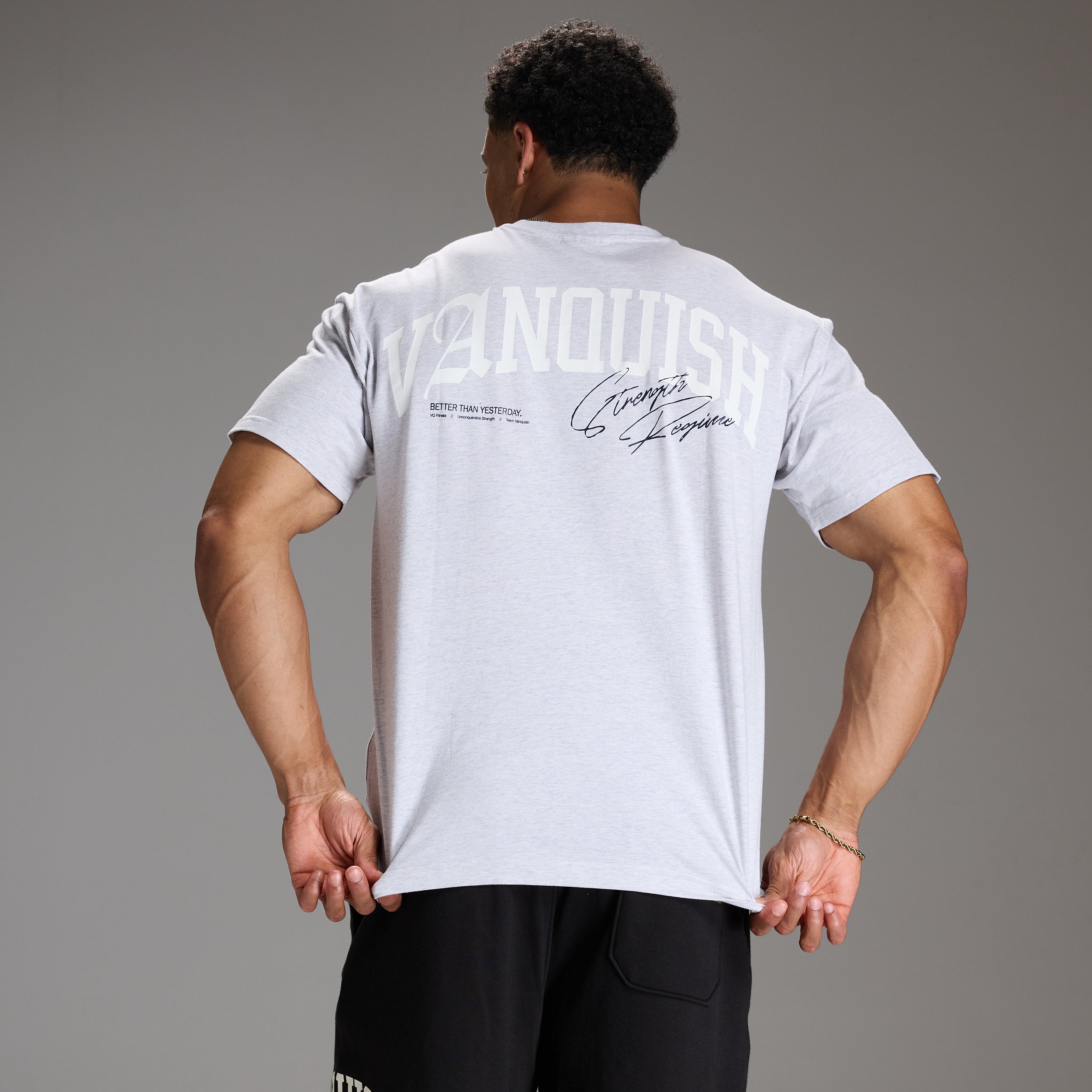STRENGTH REGIME LIGHT GREY MARL OVERSIZED T SHIRT