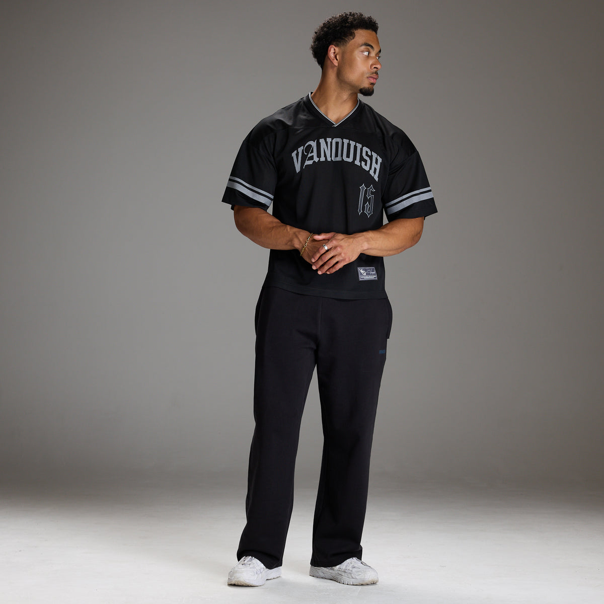 VARSITY BLACK OVERSIZED FOOTBALL T SHIRT