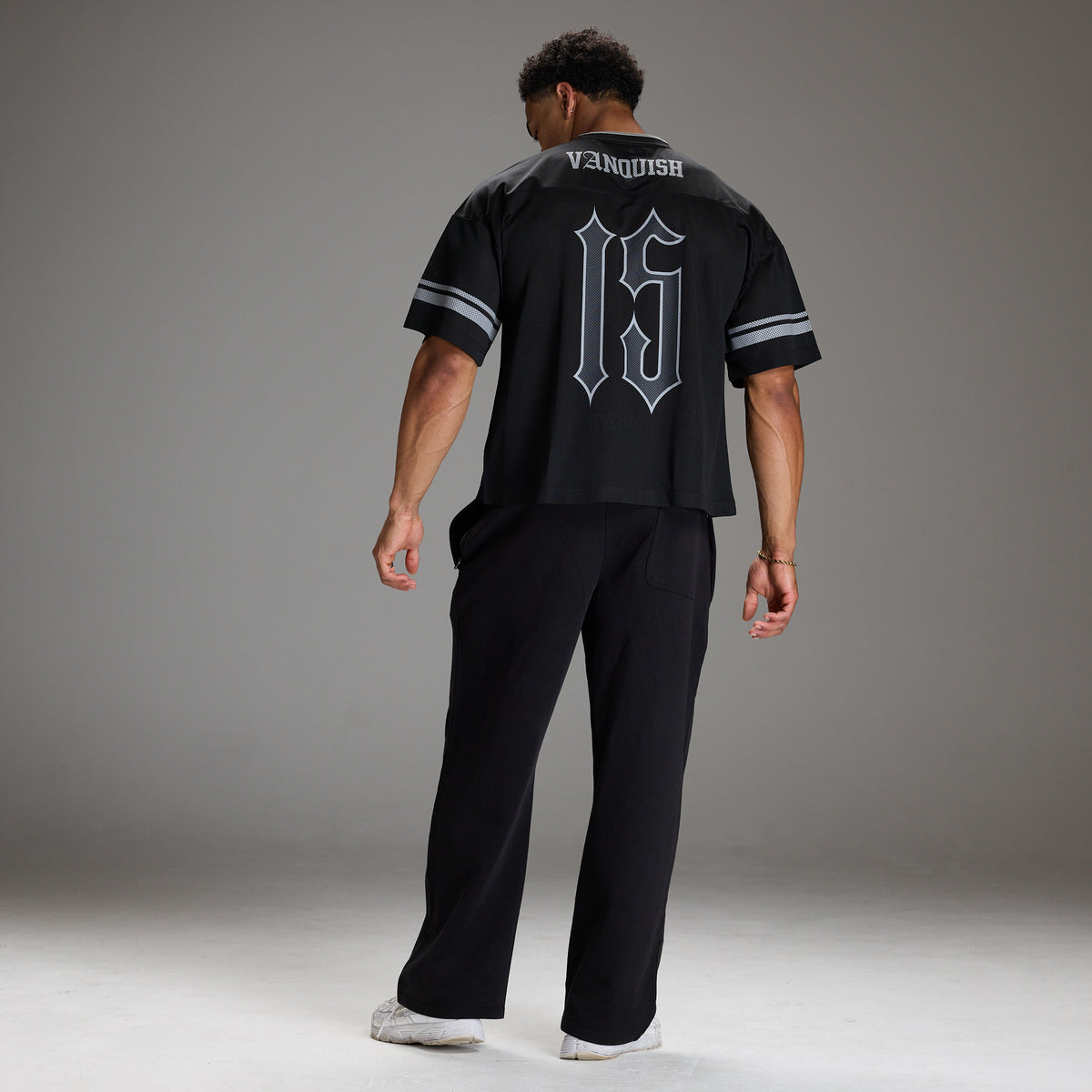 VARSITY BLACK OVERSIZED FOOTBALL T SHIRT
