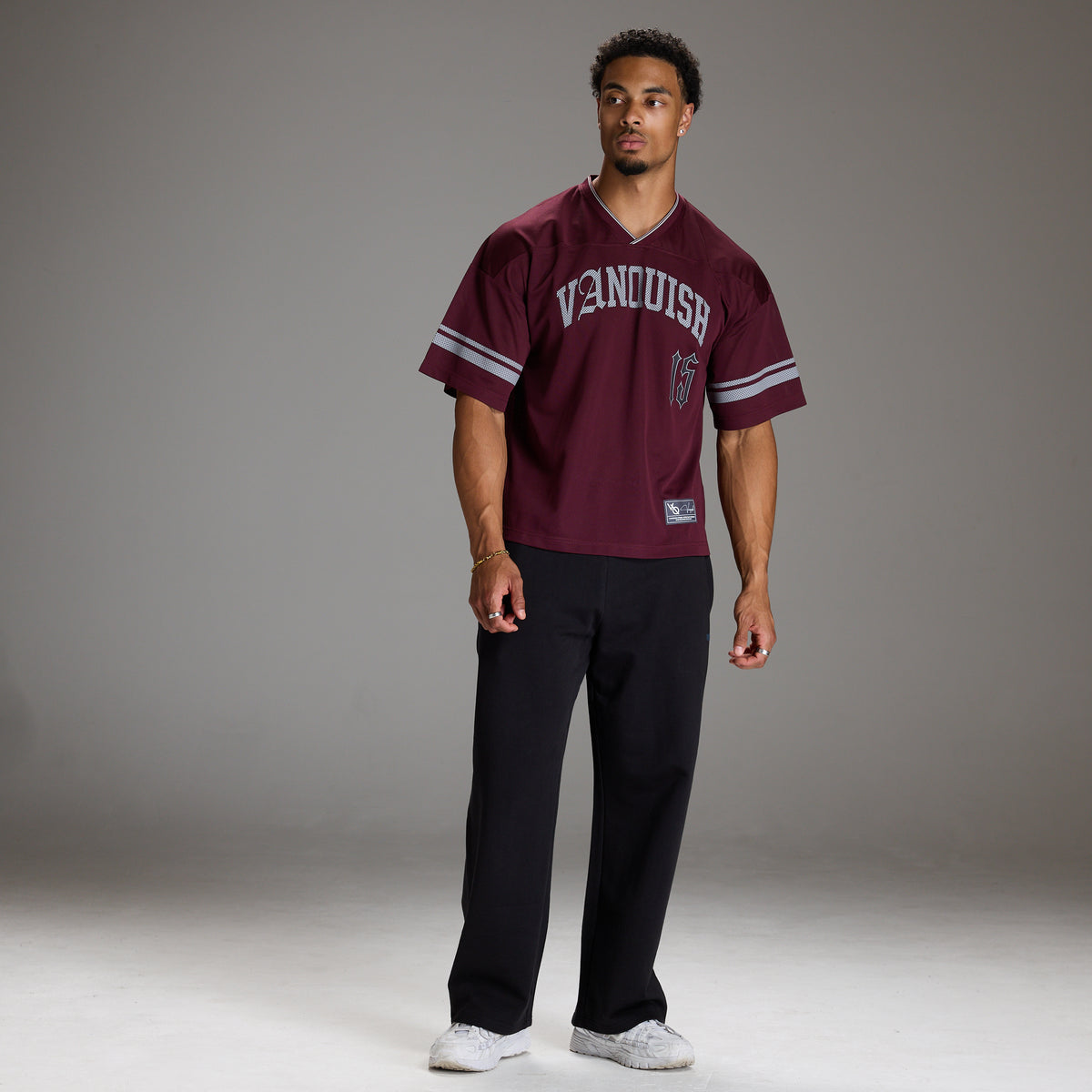 VARSITY DARK RED OVERSIZED FOOTBALL T SHIRT