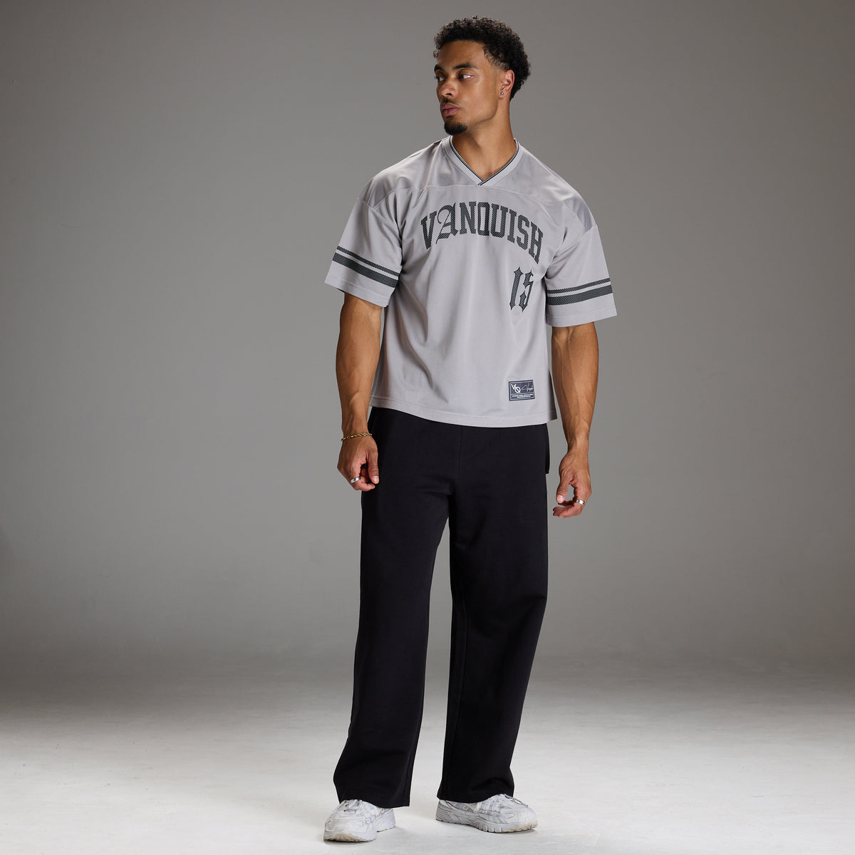 VARSITY GREY OVERSIZED FOOTBALL T SHIRT