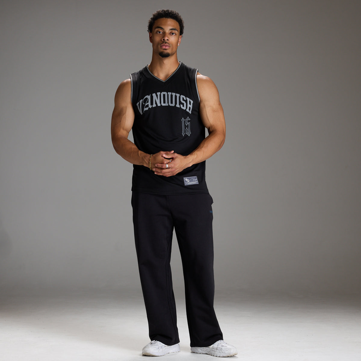VARSITY BLACK OVERSIZED BASKETBALL TANK