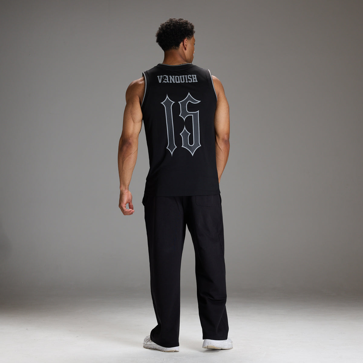VARSITY BLACK OVERSIZED BASKETBALL TANK