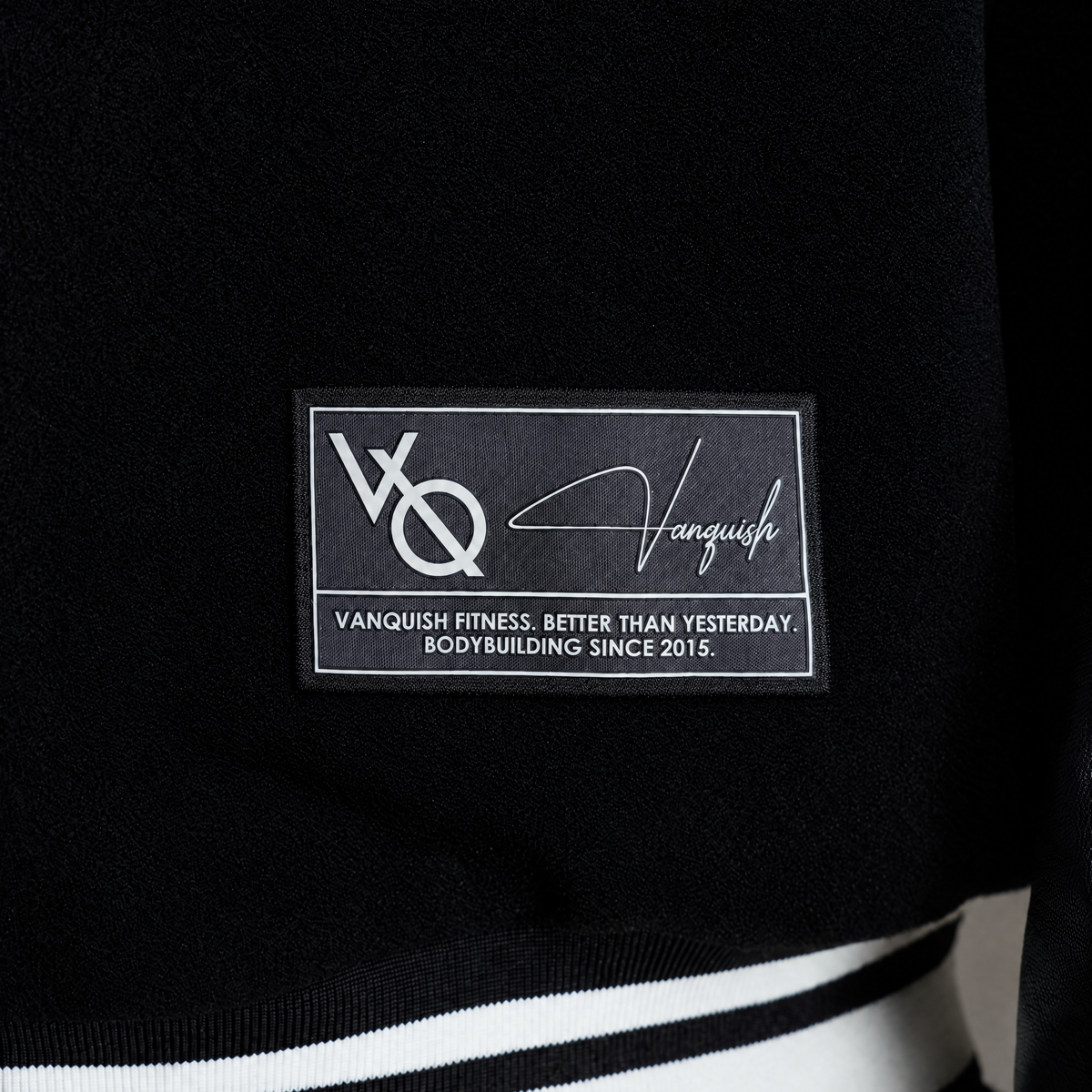 VARSITY BLACK OVERSIZED BOMBER JACKET