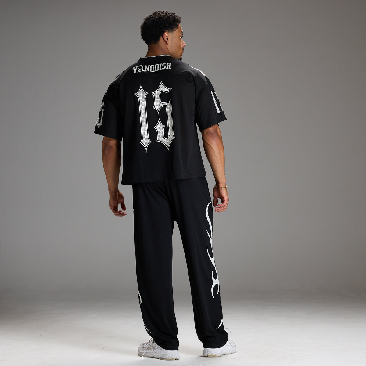 VARSITY TRIBAL BLACK STRAIGHT LEG PANTS