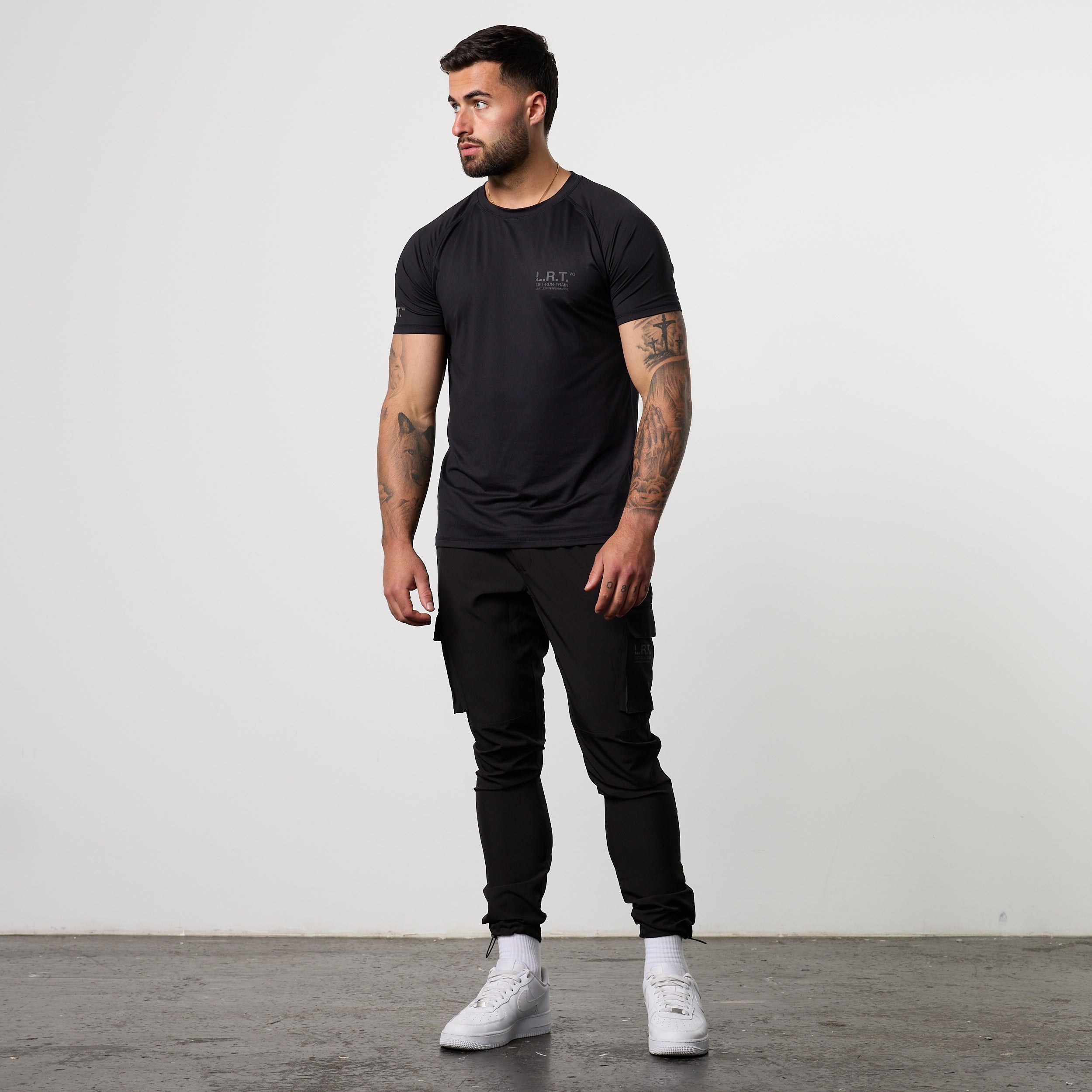 LRT Black Performance Tapered Cargo Pants