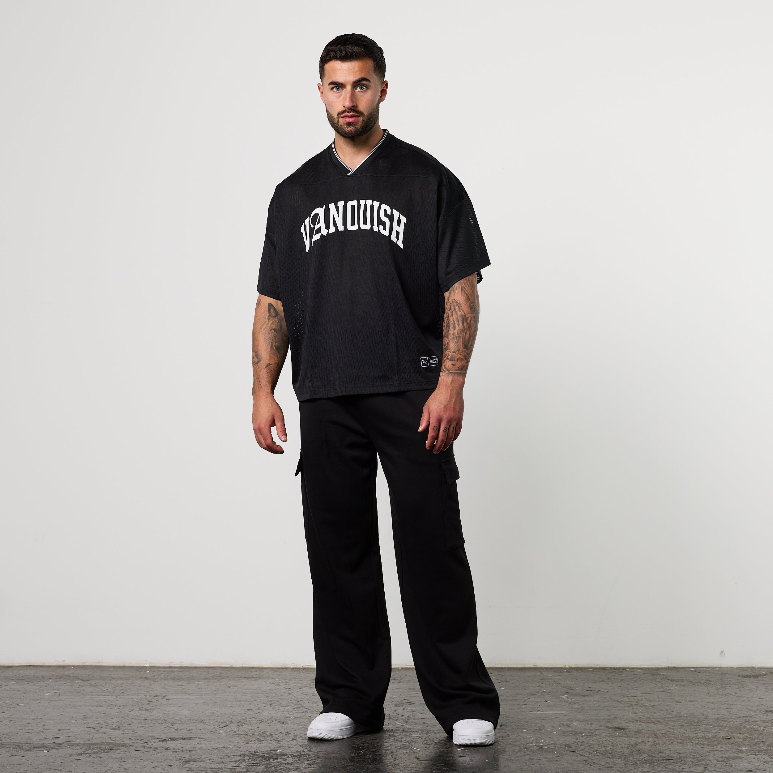 Varsity Black Oversized Boxy Football Jersey