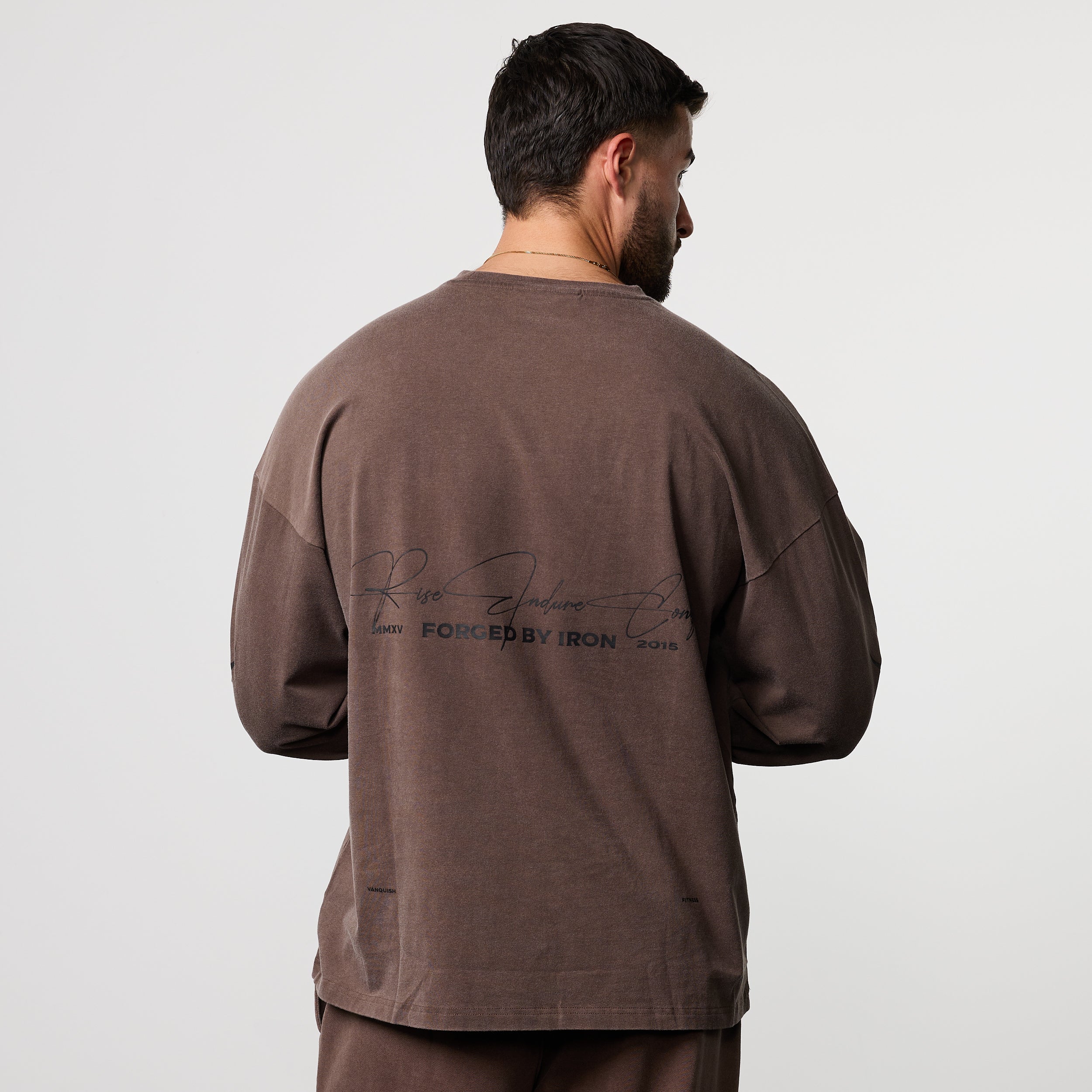 BLACK FORGE WASHED BROWN OVERSIZED LONG SLEEVE T SHIRT