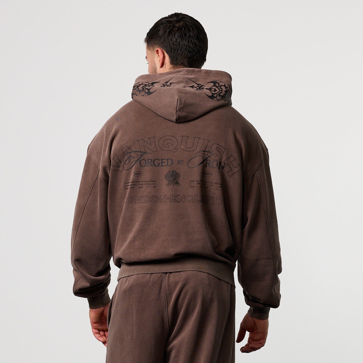 BLACK FORGE WASHED BROWN BOXY OVERSIZED HOODIE