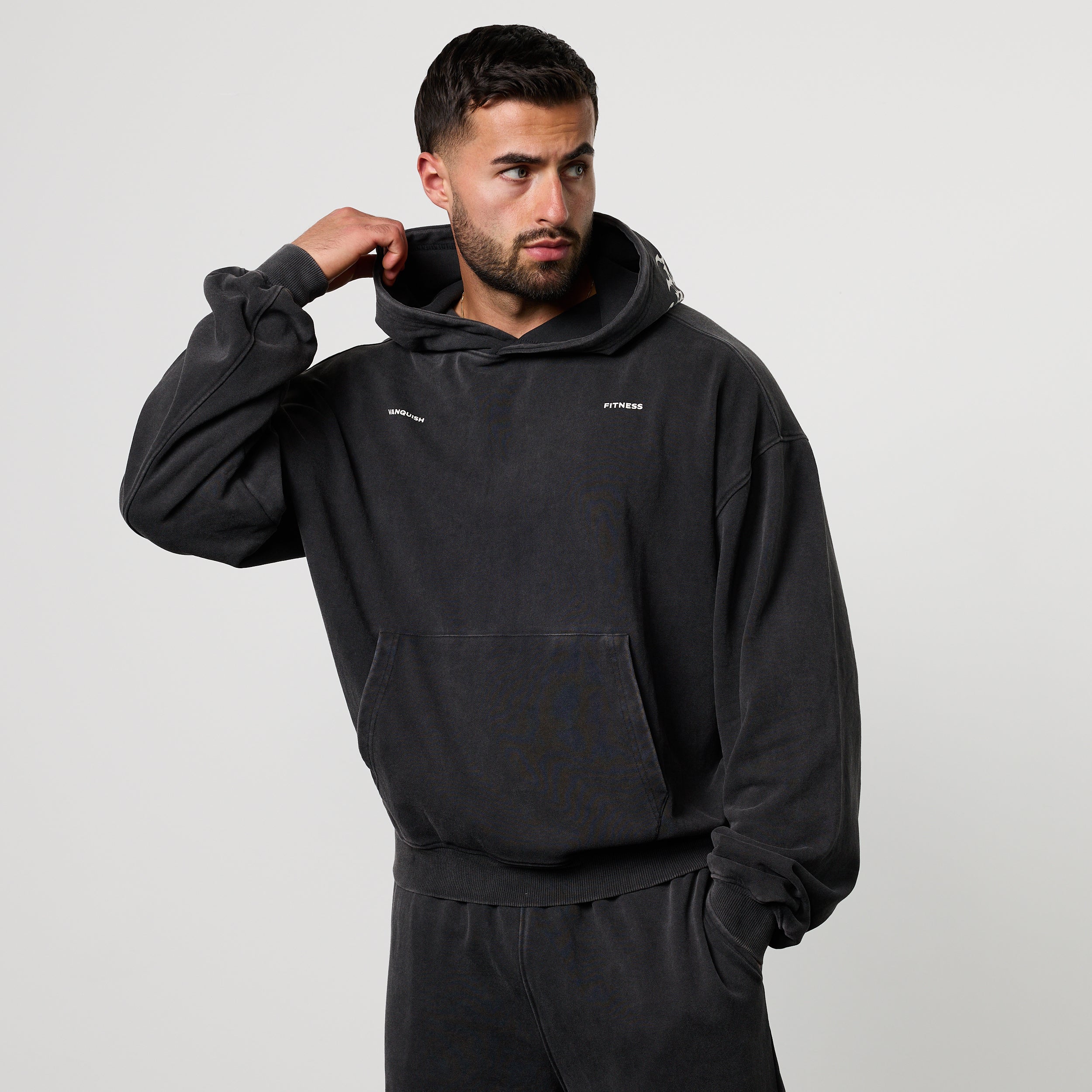 BLACK FORGE WASHED BLACK BOXY OVERSIZED HOODIE