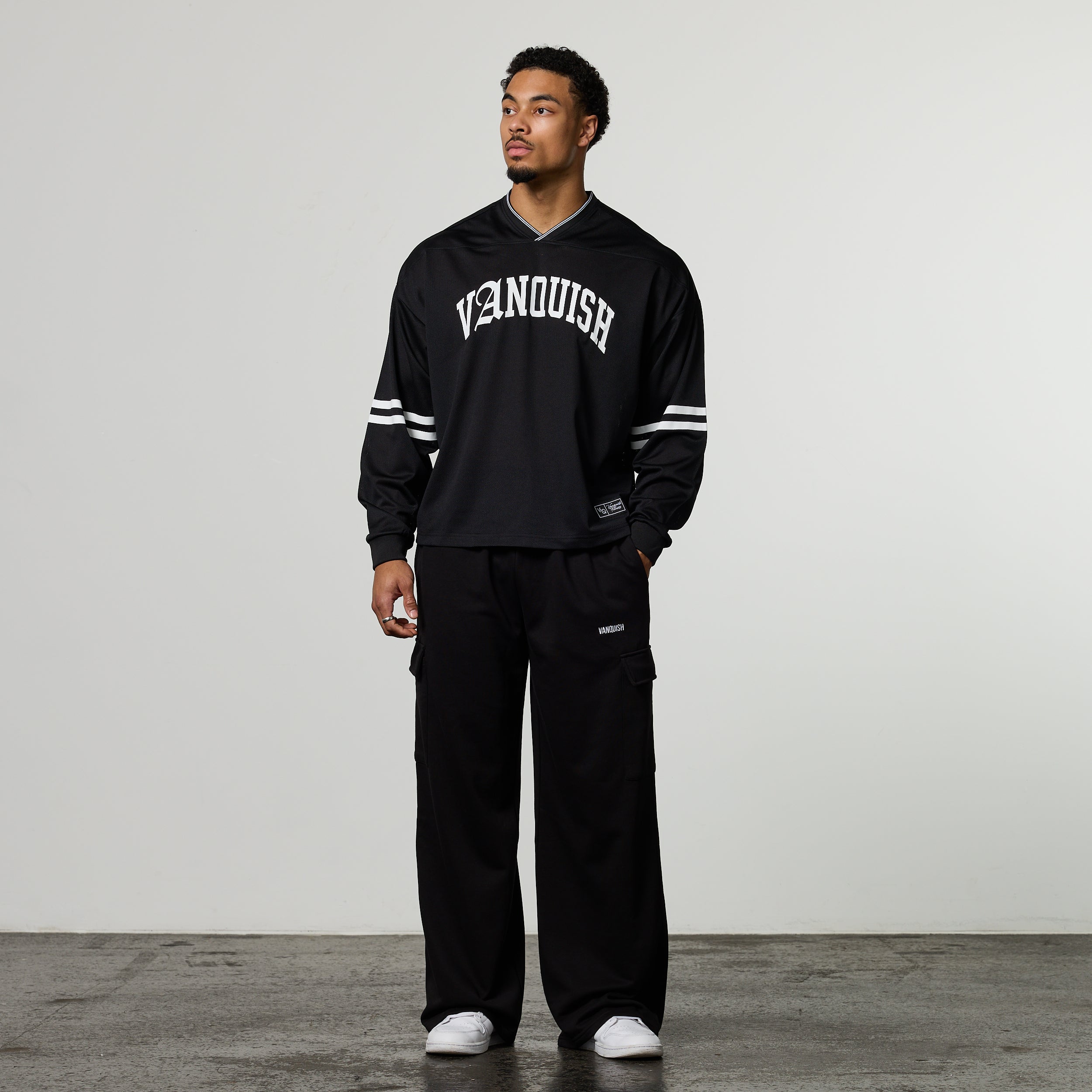 Varsity Black Oversized Boxy Hockey Jersey