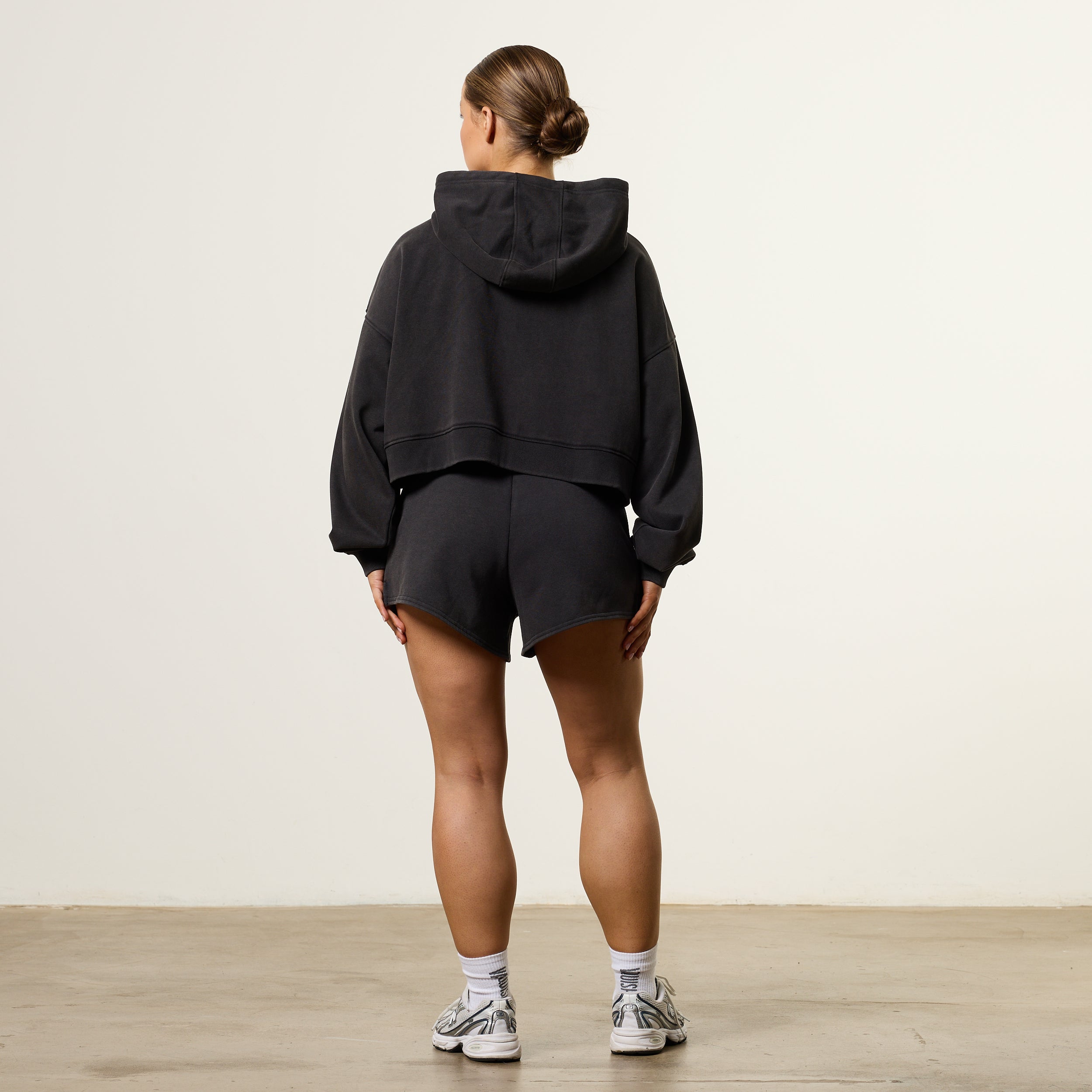 Vanquish Washed Black Full Zip Cropped Hoodie