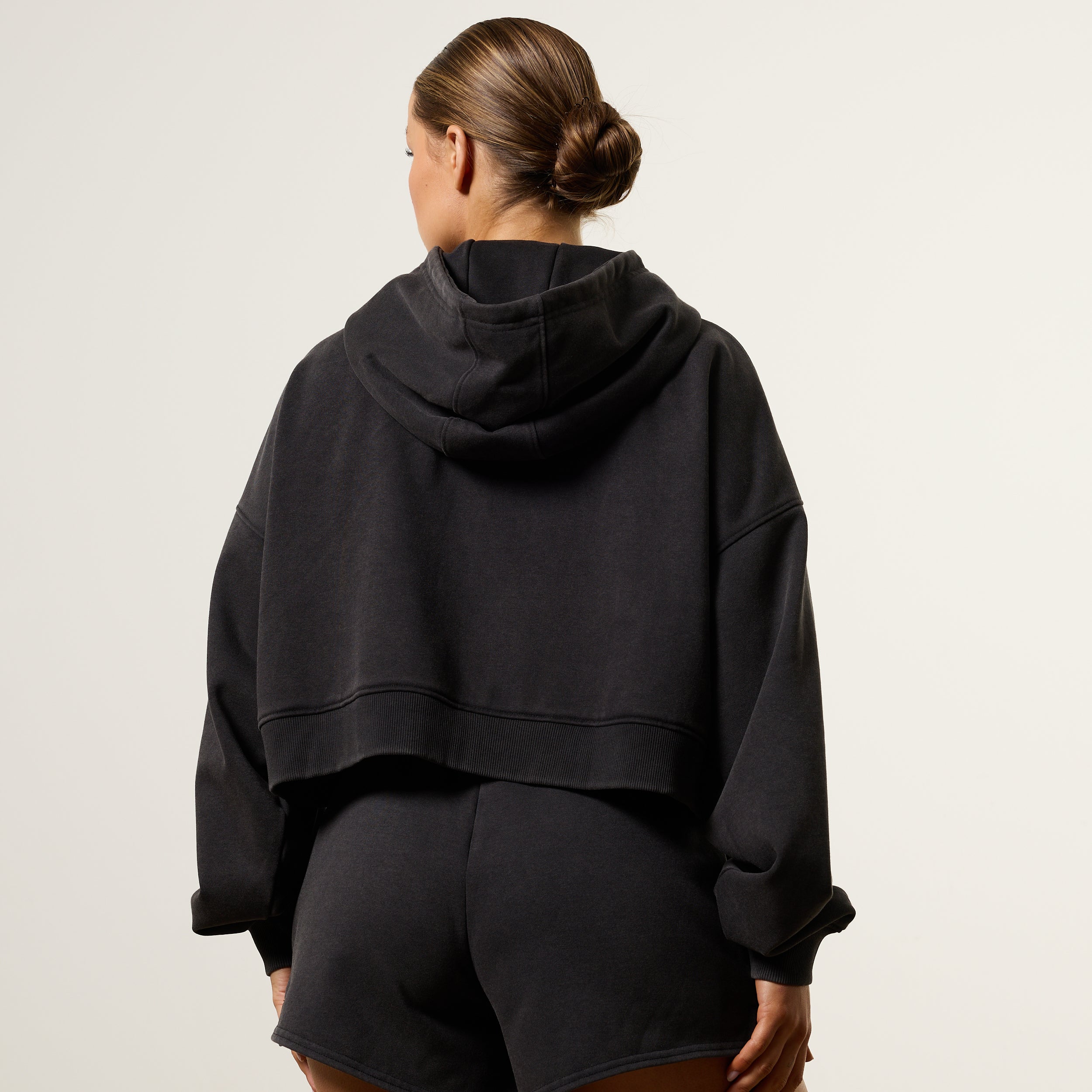 Vanquish Washed Black Full Zip Cropped Hoodie