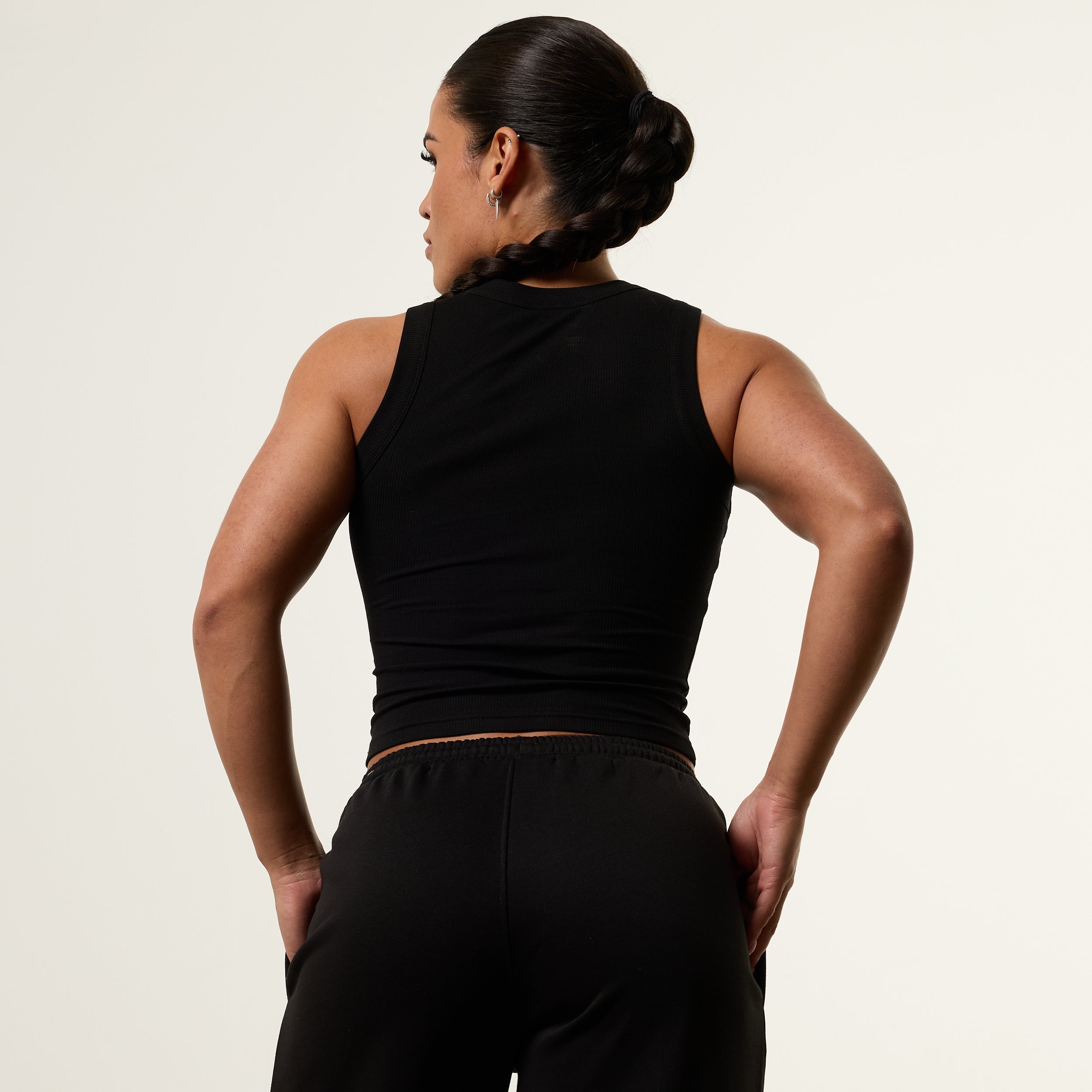 Vanquish Essential Black Longline Ribbed Tank
