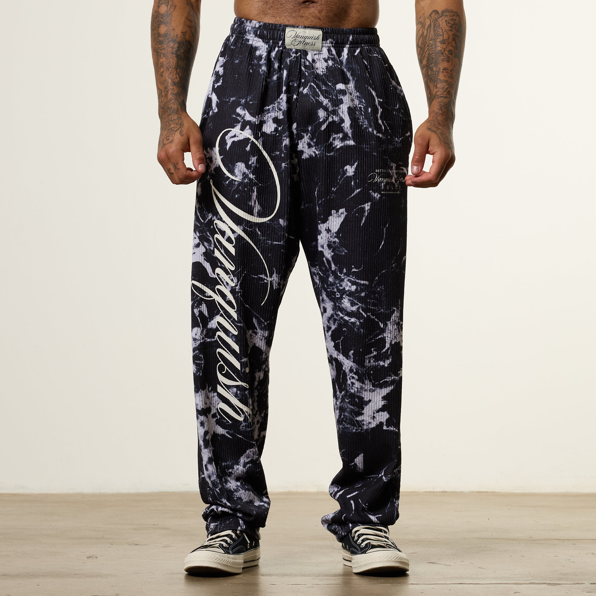 Vanquish x JBeast Black Marble Bodybuilding Baggy Pants