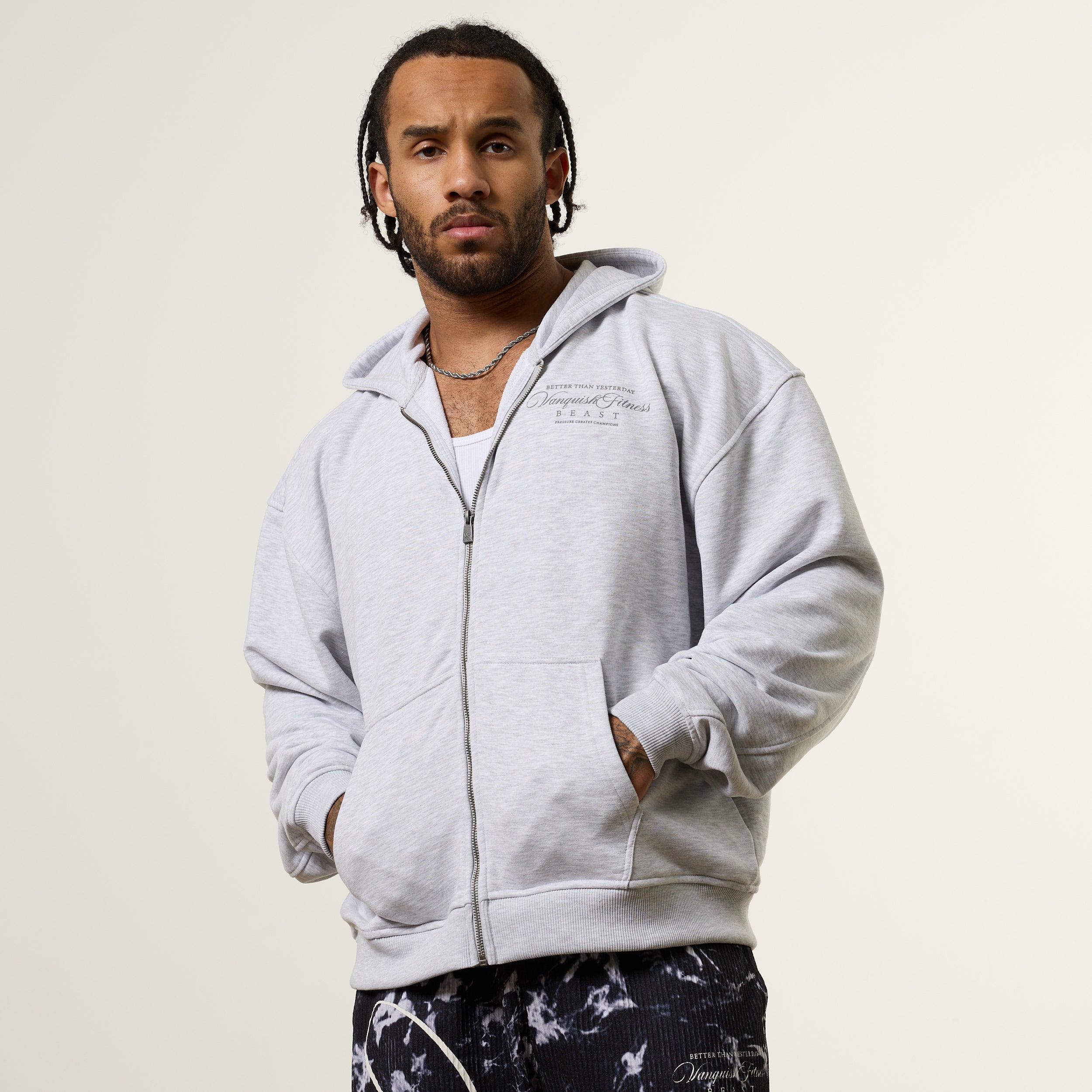 Vanquish x JBeast Chalk Oversized Full Zip Hoodie