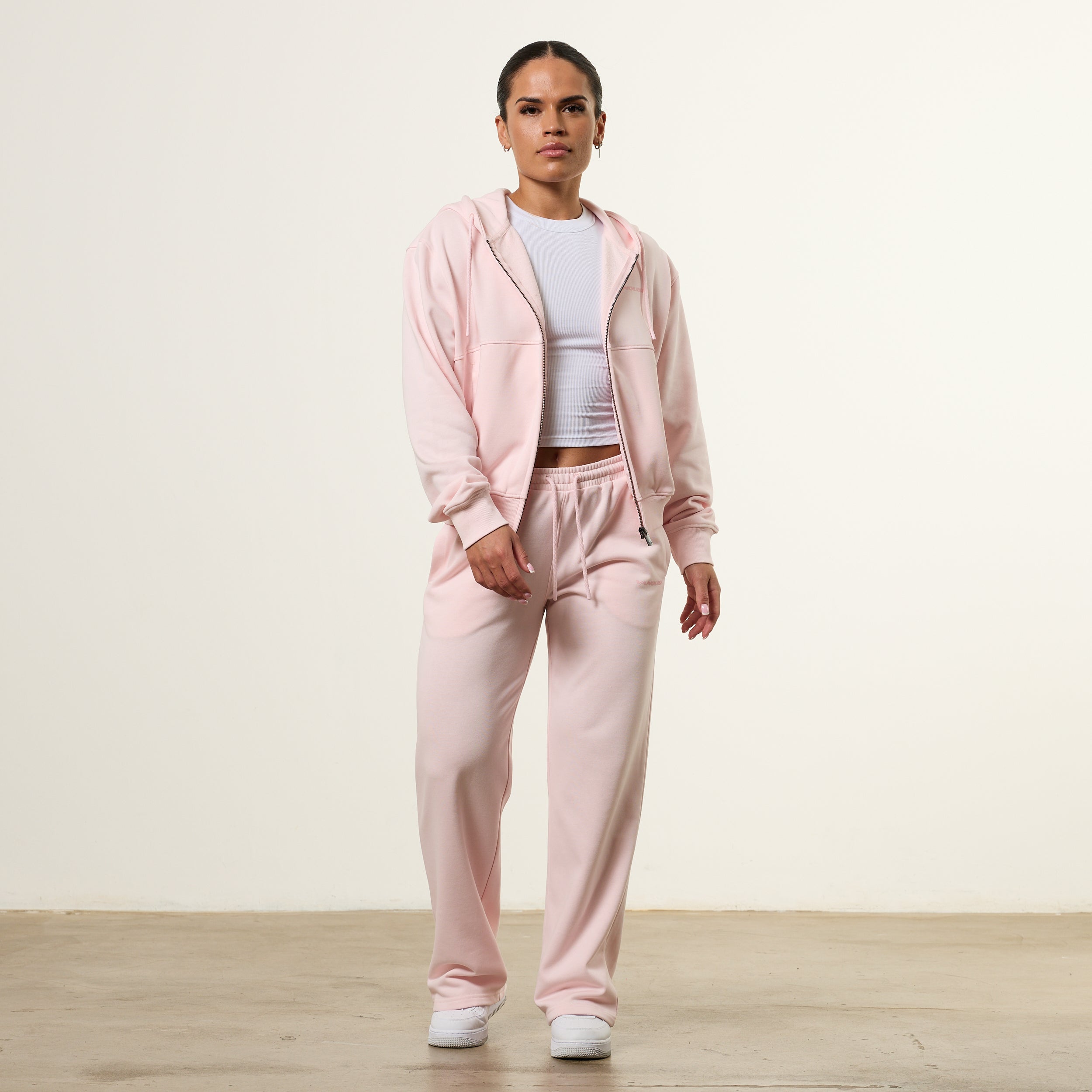 Vanquish Essential Ballet Pink Cropped Zip Through Hoodie