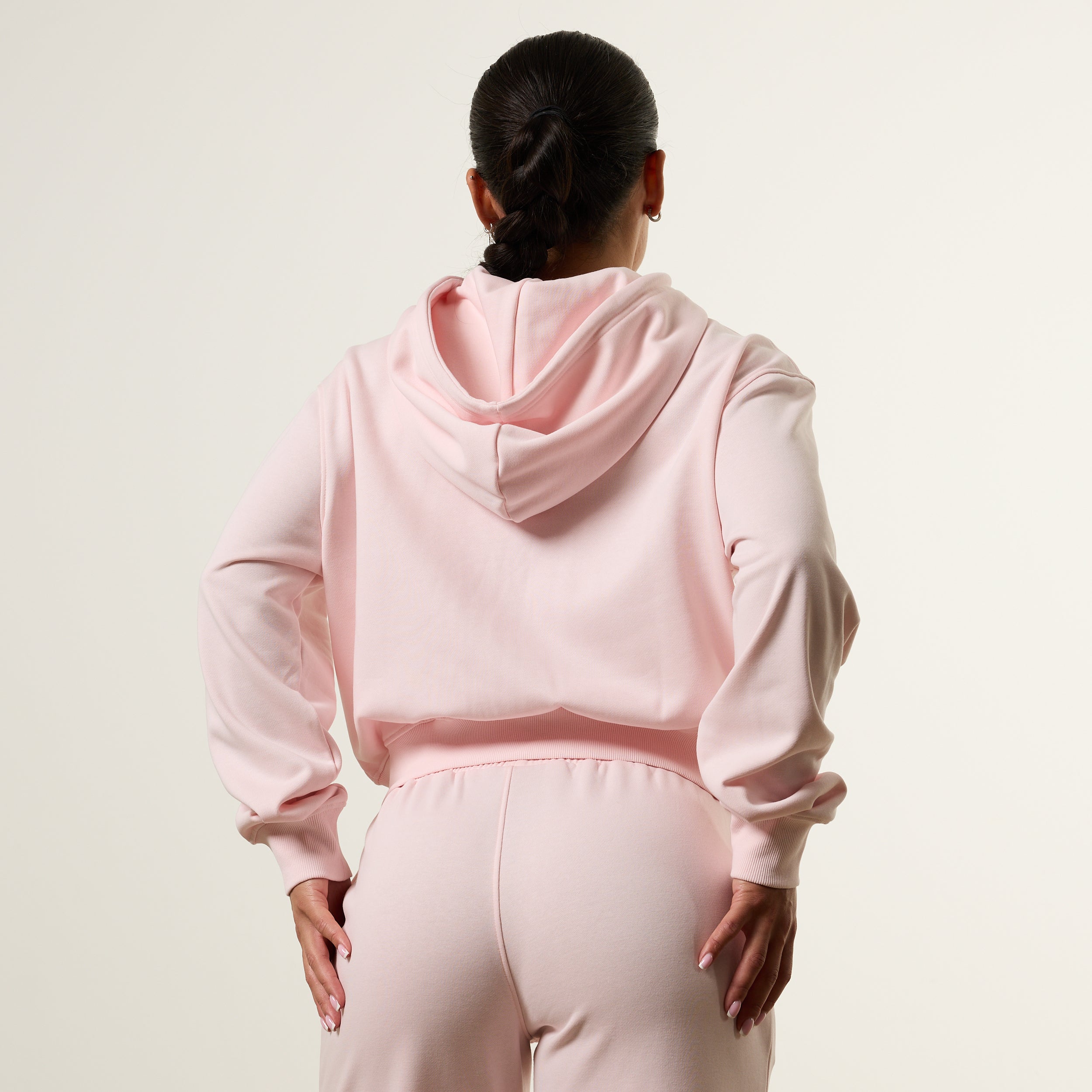 Vanquish Essential Ballet Pink Cropped Zip Through Hoodie