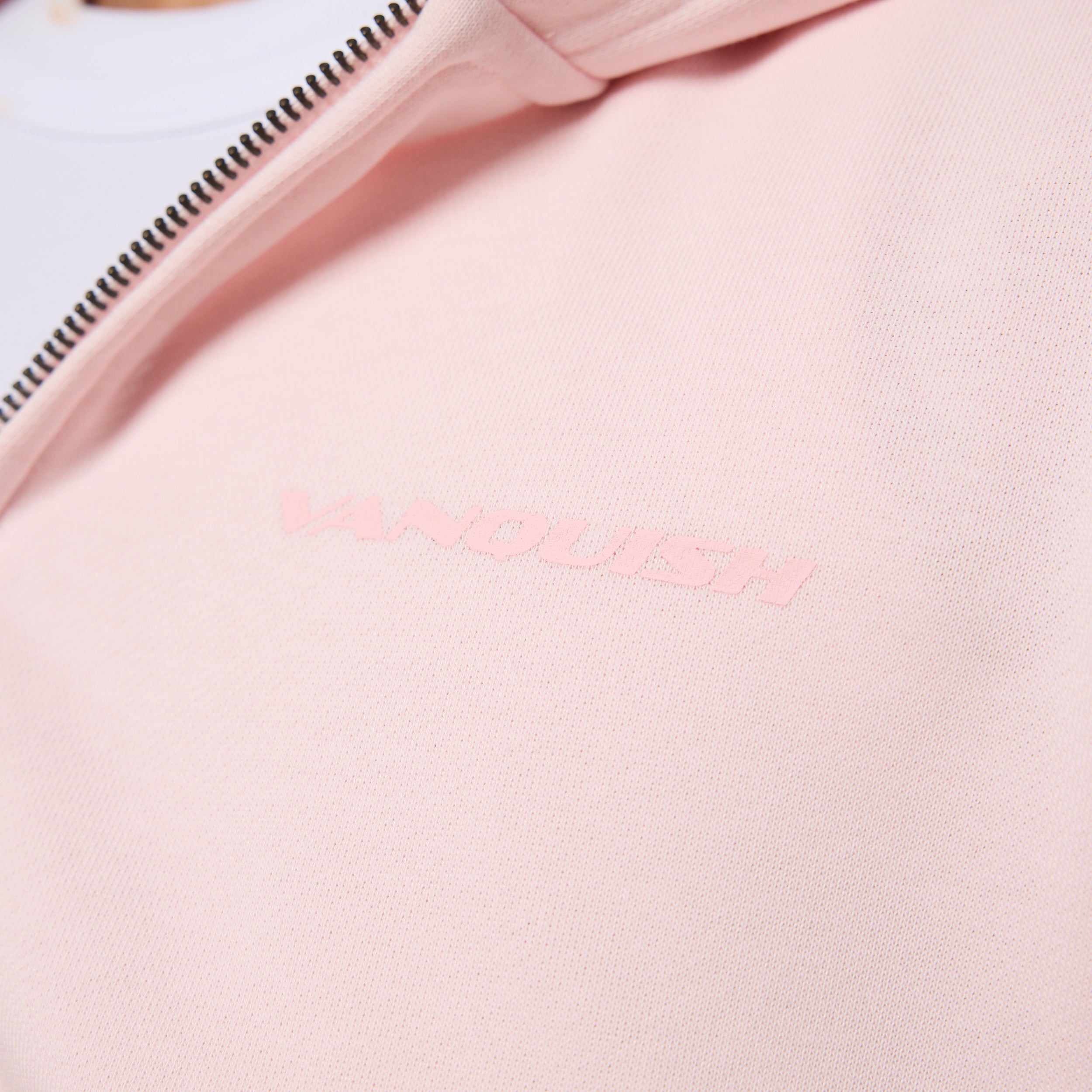 Vanquish Essential Ballet Pink Cropped Zip Through Hoodie