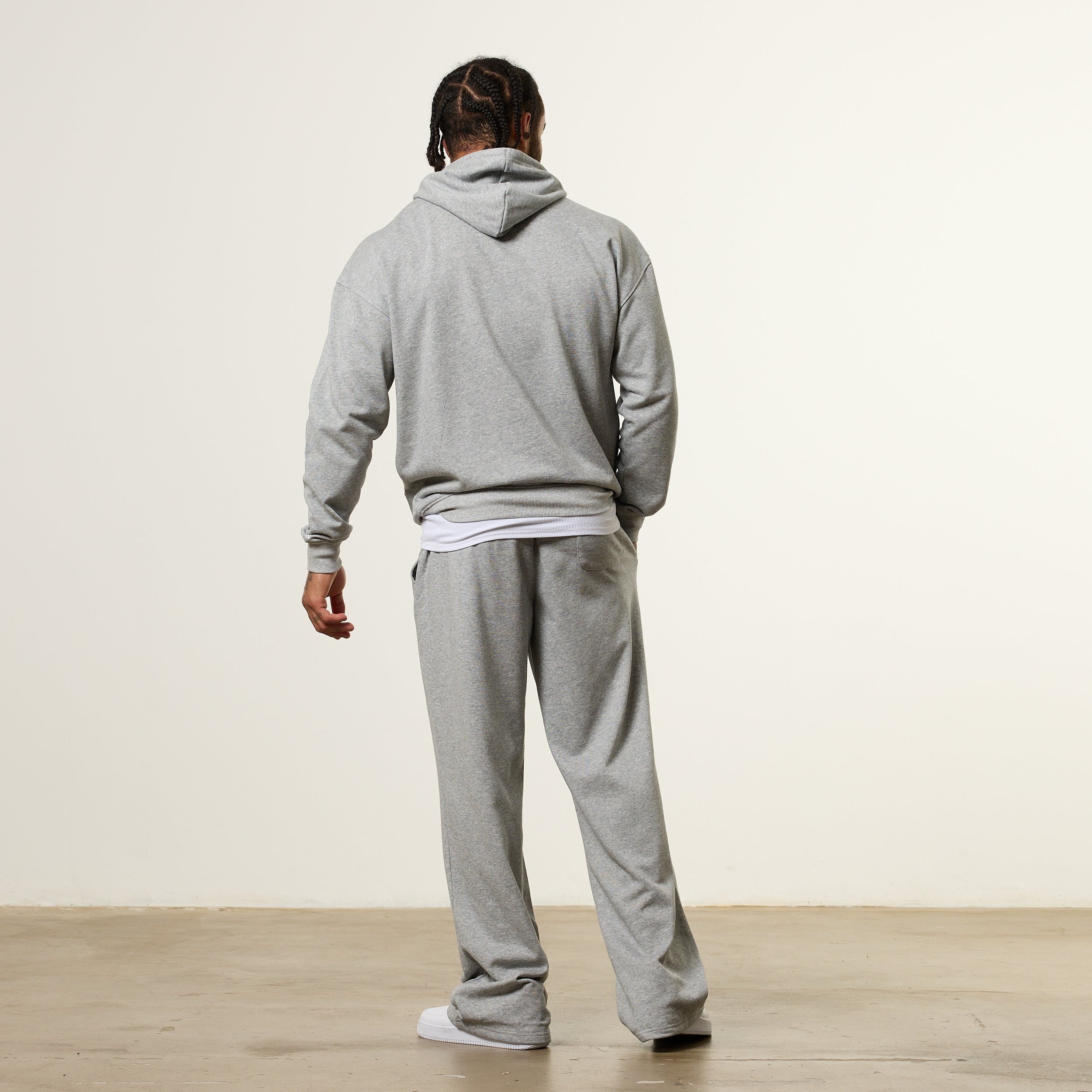 Vanquish Essential Grey Melange Oversized Pullover Hoodie