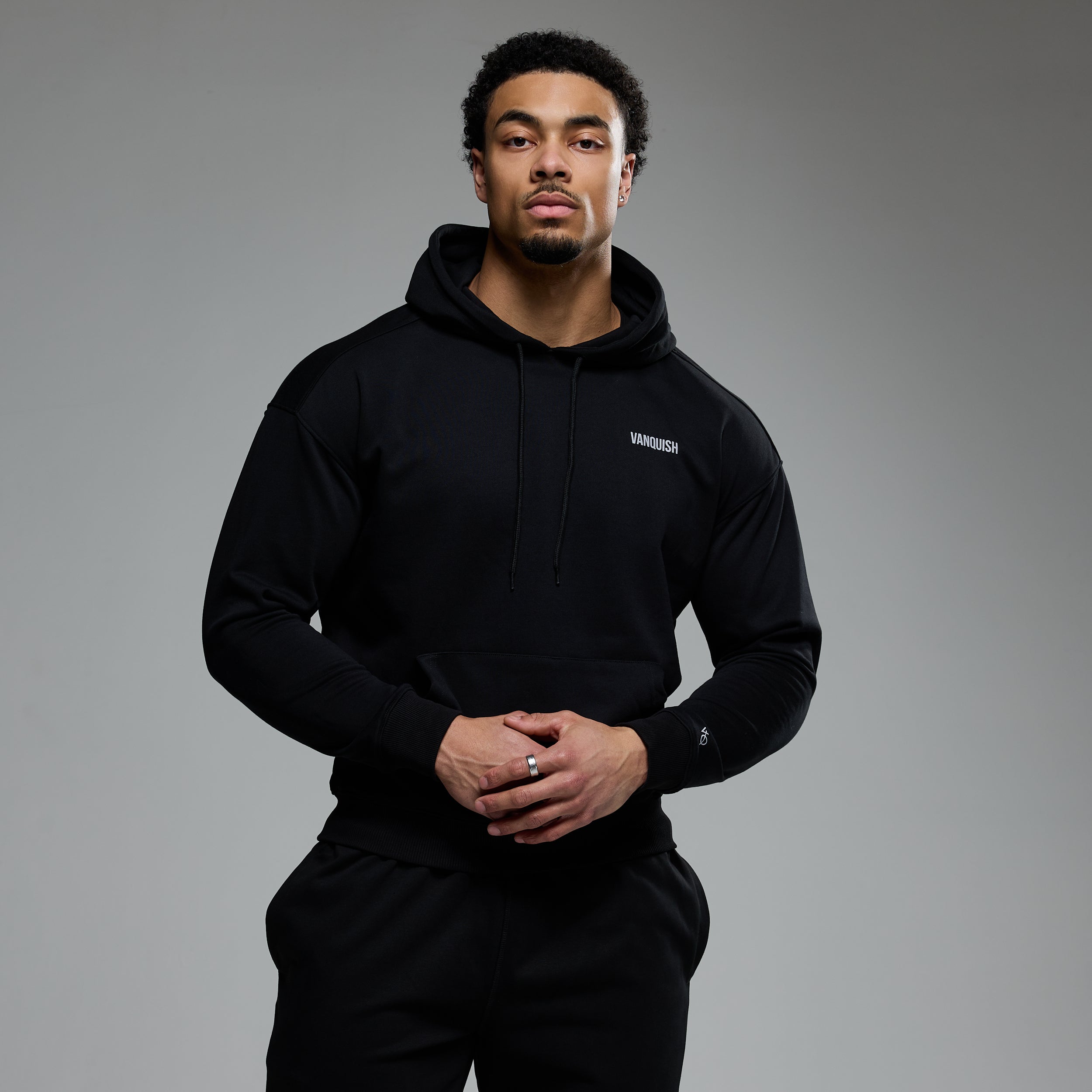 Vanquish Essential Black Oversized Pullover Hoodie