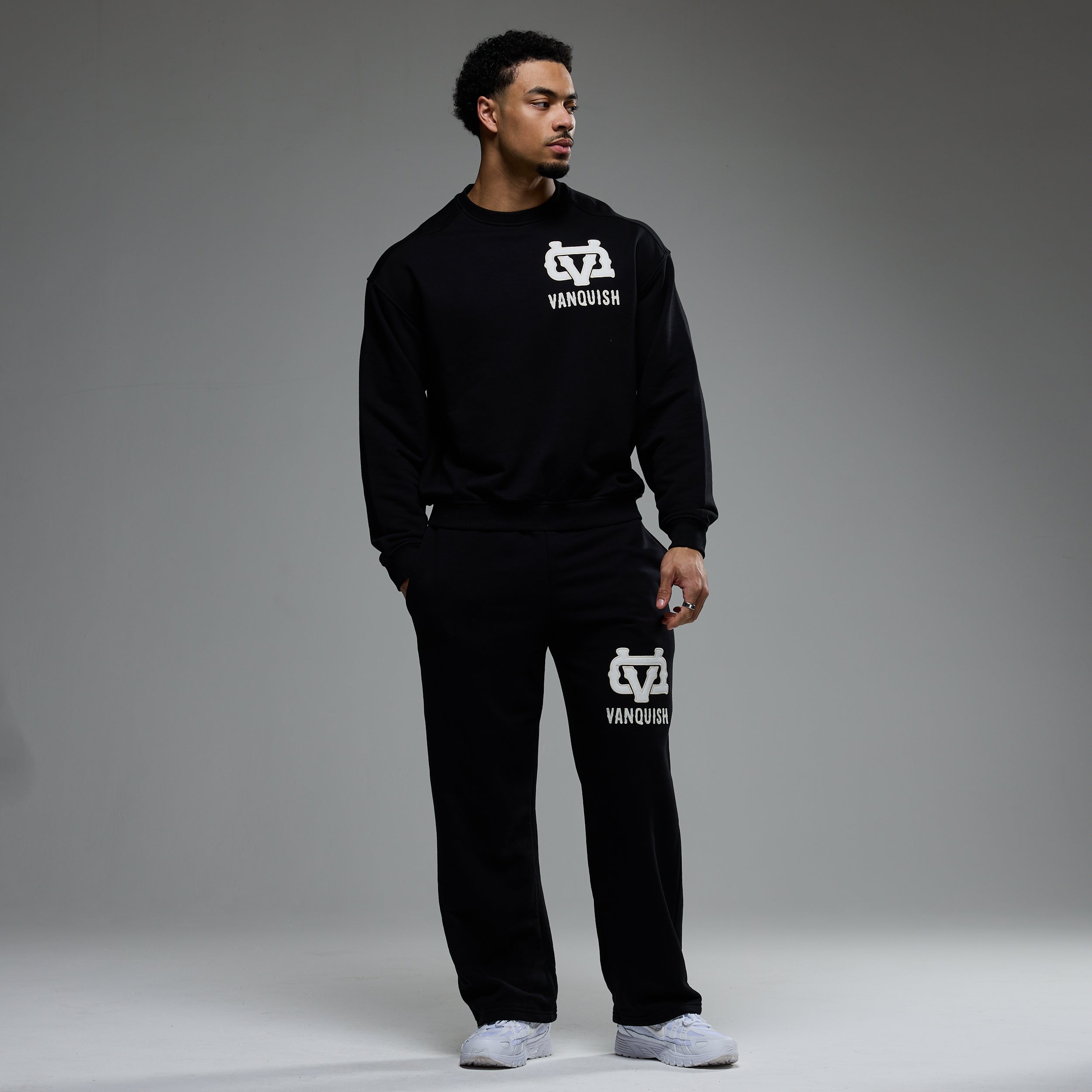 MONOGRAM BLACK STRAIGHT LEG SWEATPANTS