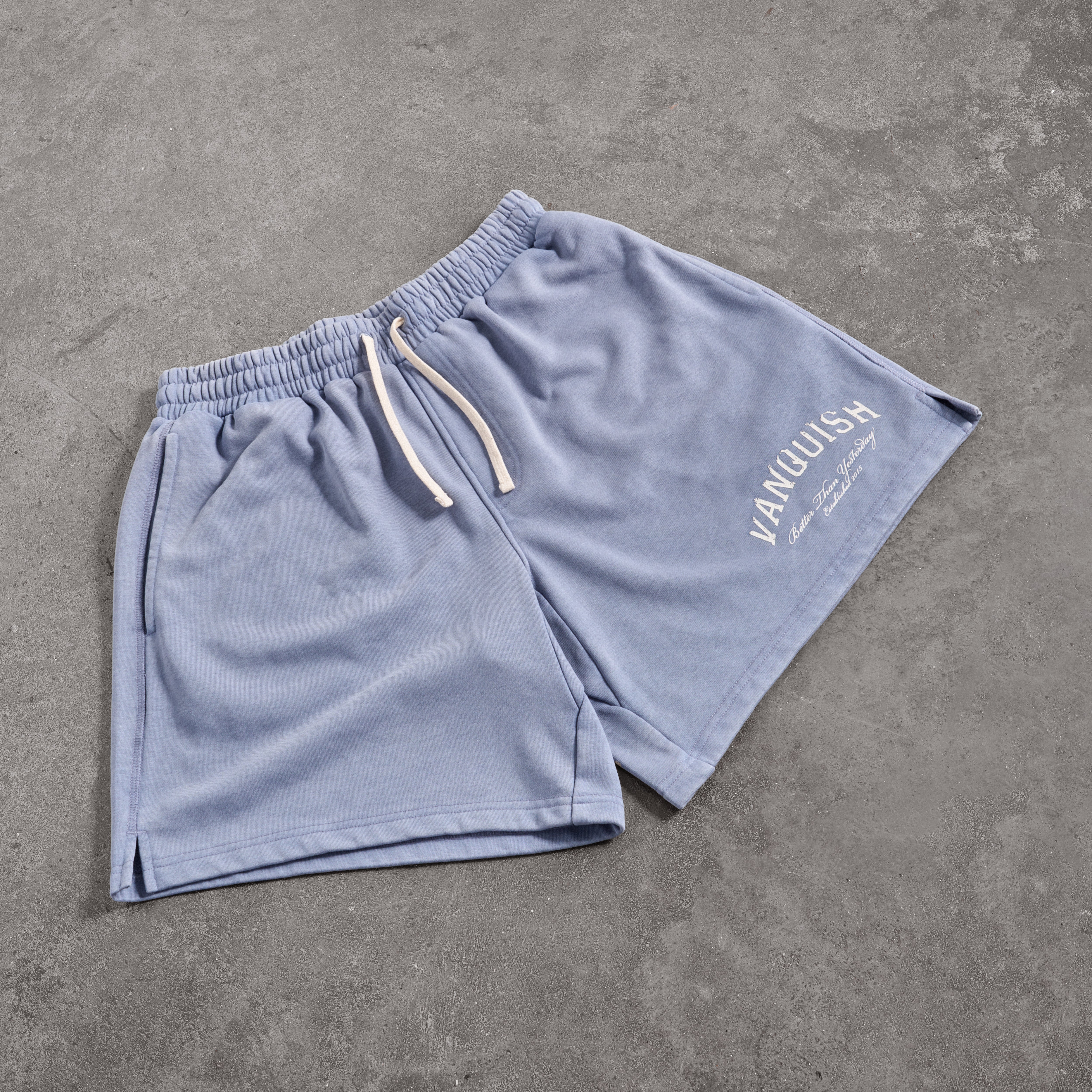 Vanquish Better Than Yesterday Washed Blue Sweat Shorts