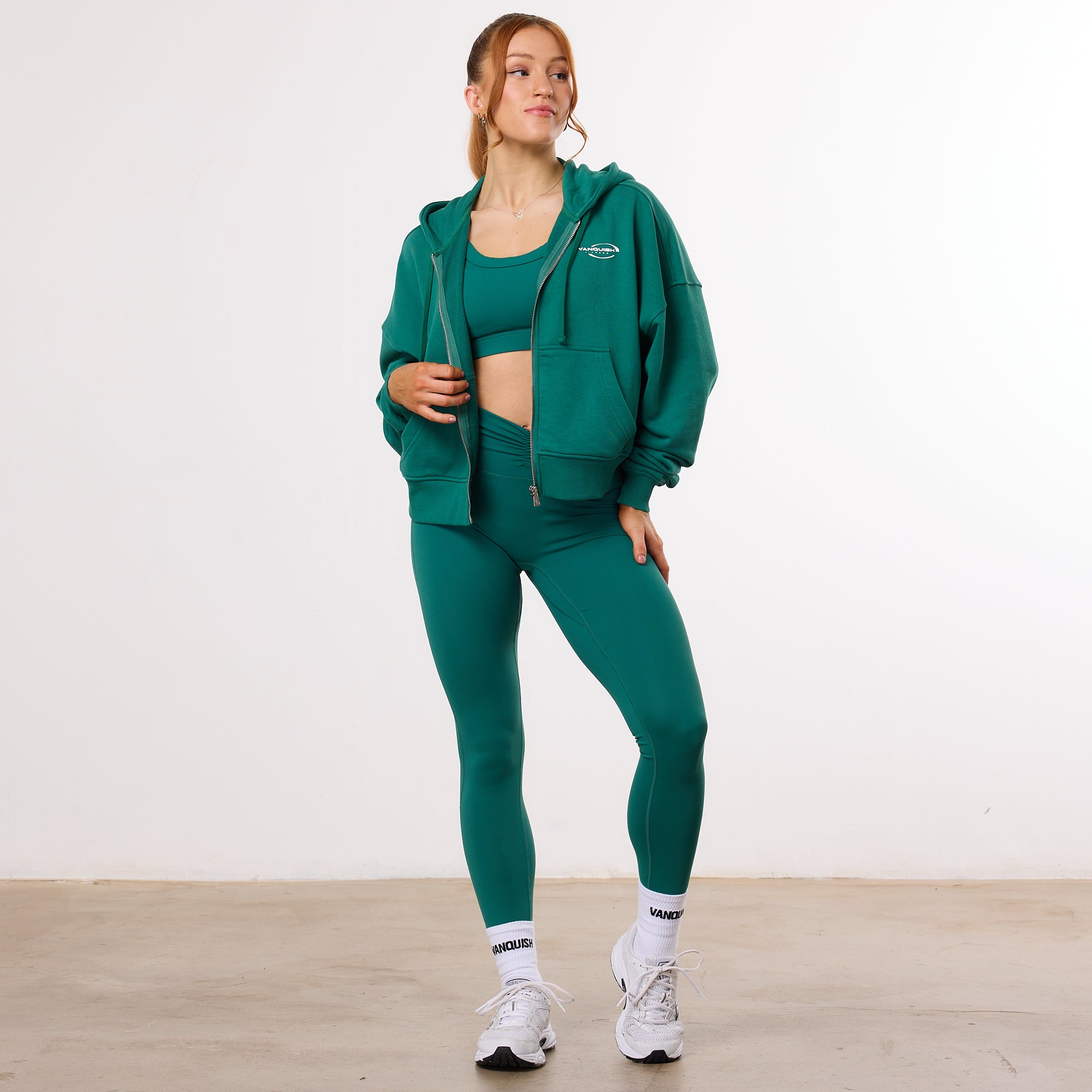 Vanquish Enhance Forest Green Cropped Zip Through Hoodie