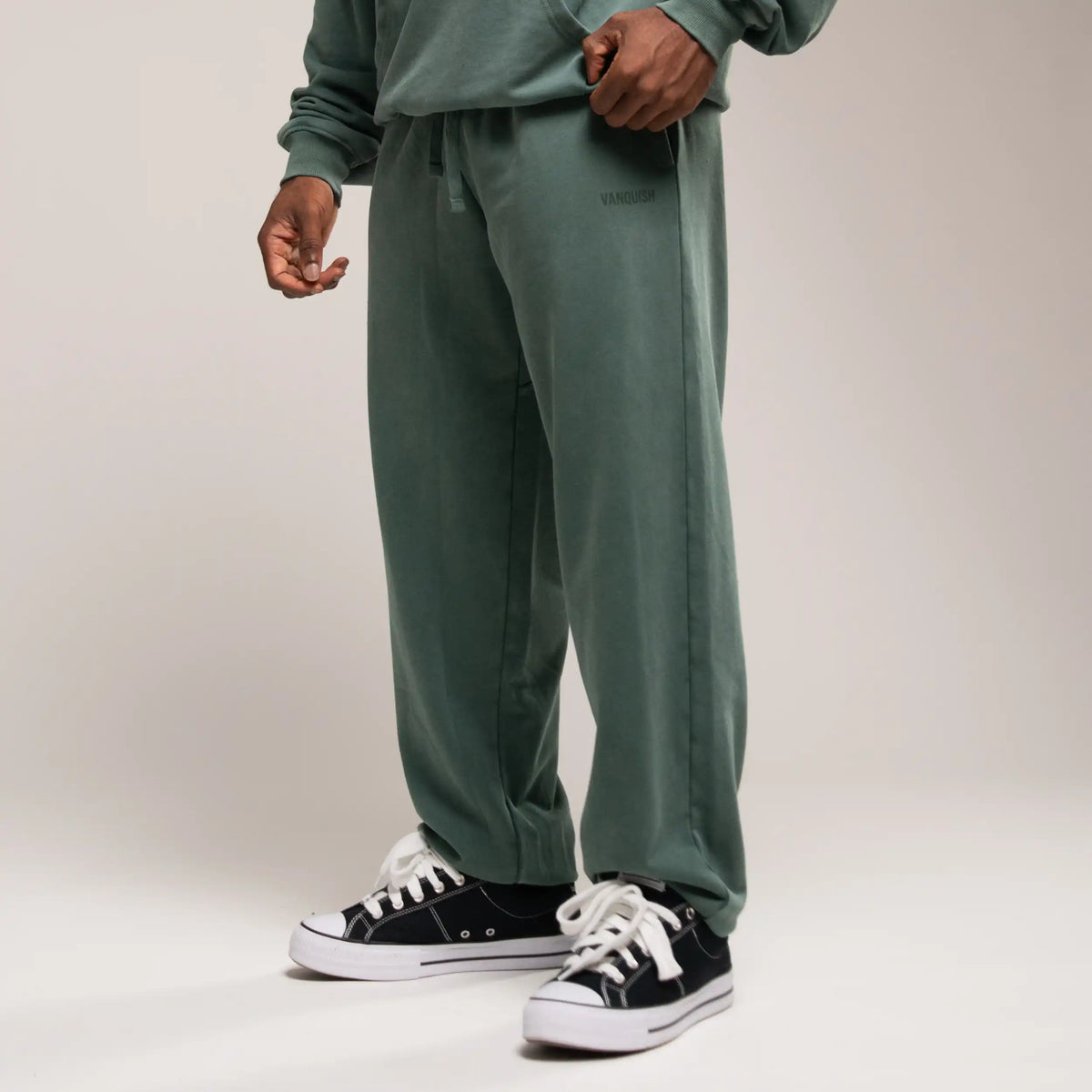 WASHED GREEN OVERSIZED CUFFED SWEATPANTS