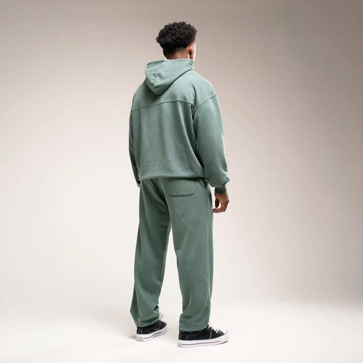 WASHED GREEN OVERSIZED CUFFED SWEATPANTS