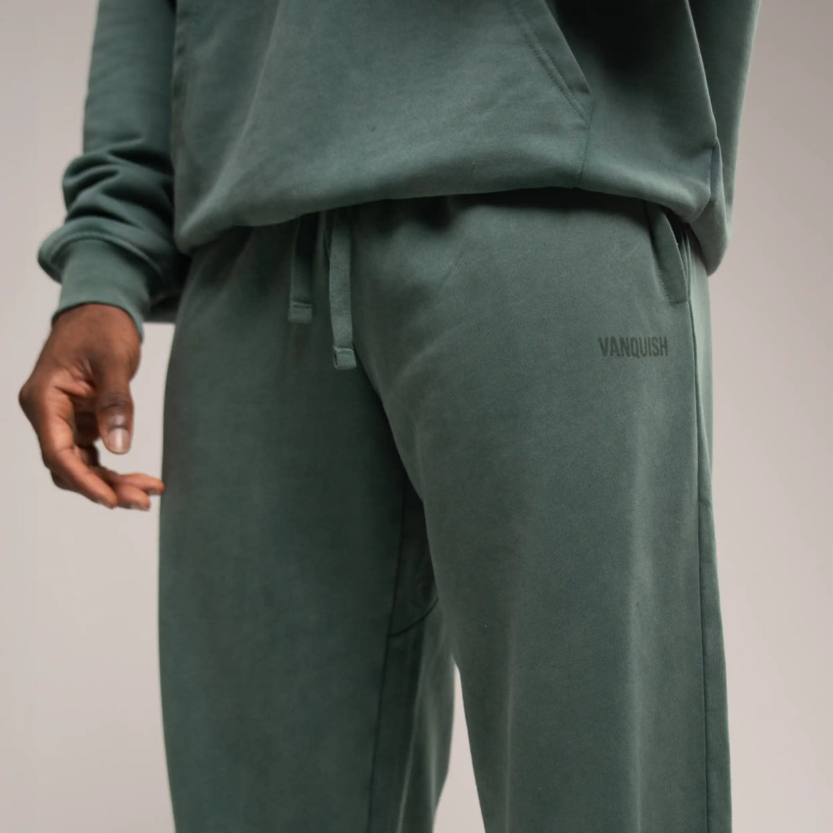 WASHED GREEN OVERSIZED CUFFED SWEATPANTS