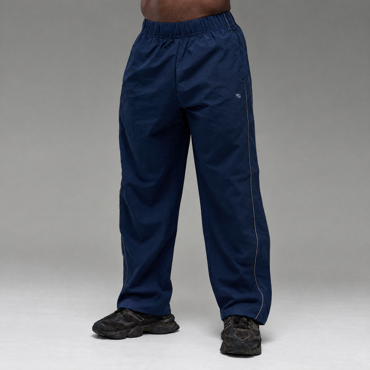 REFLECTIVE NAVY OVERSIZED TRACK PANTS