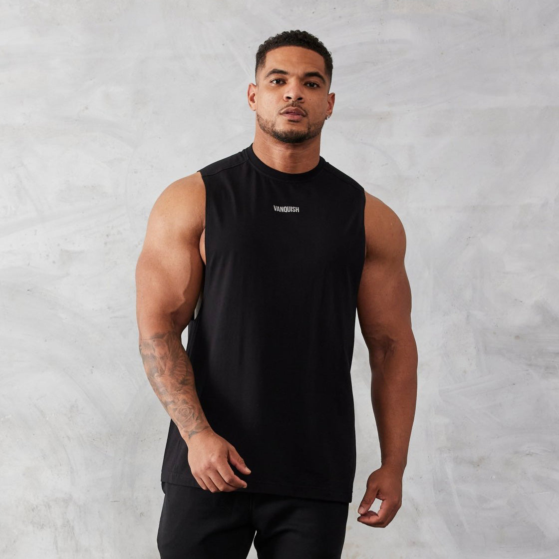 Vanquish Essential Black Oversized Sleeveless T Shirt