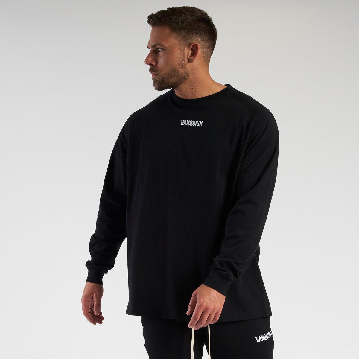 Vanquish Contrast Black Oversized Long Sleeve T Shirt