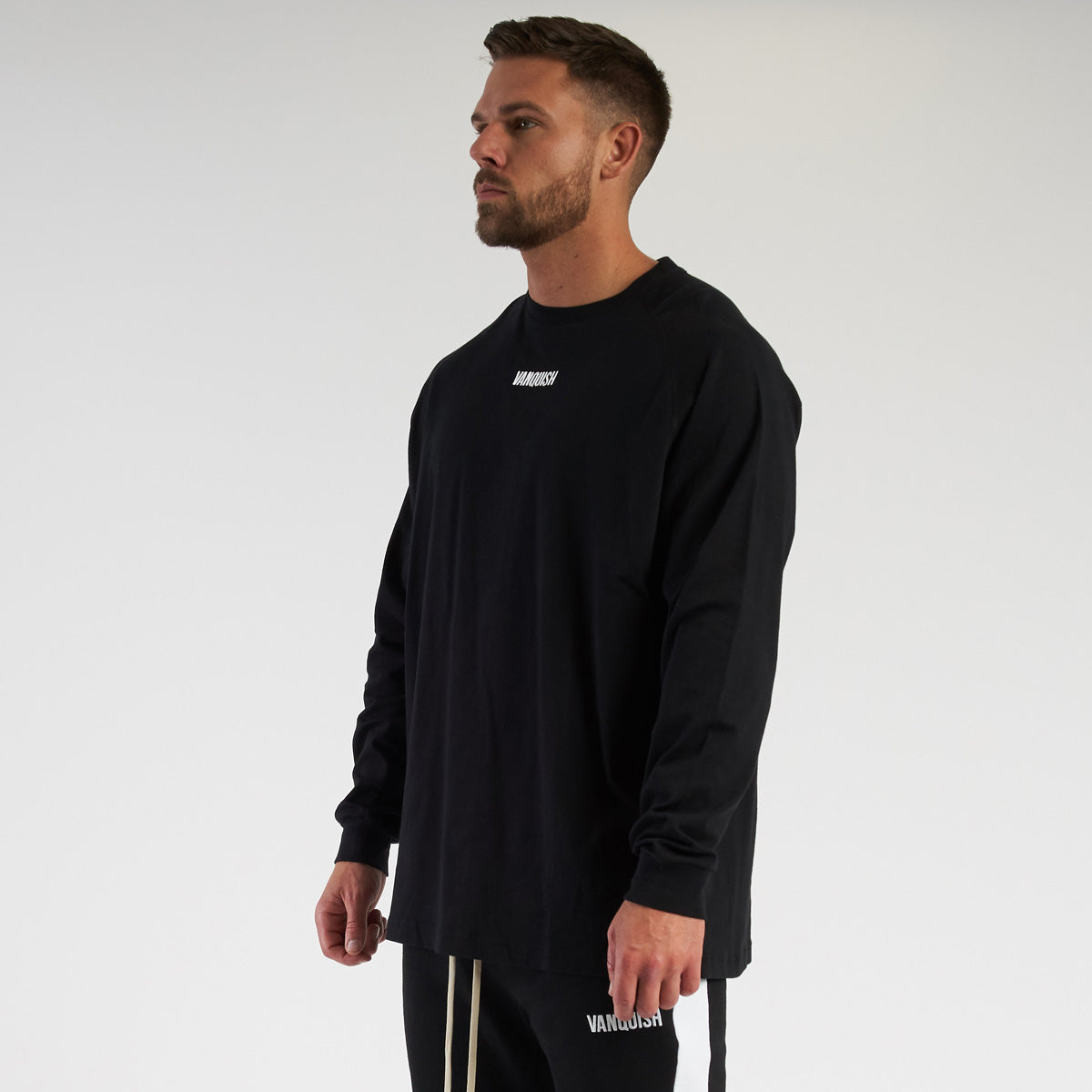 Vanquish Contrast Black Oversized Long Sleeve T Shirt
