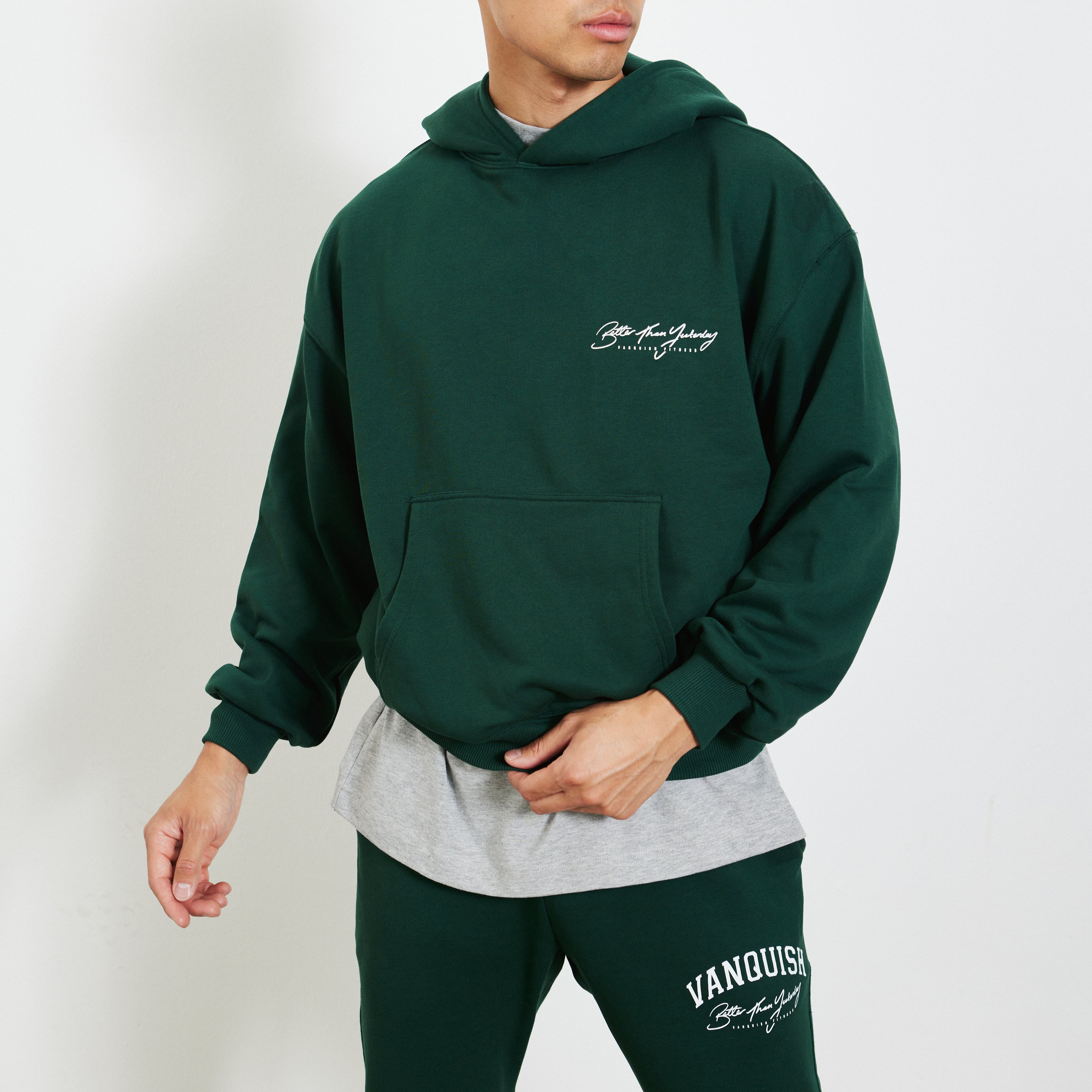 Vanquish Better Than Yesterday Forest Green Oversized Hoodie
