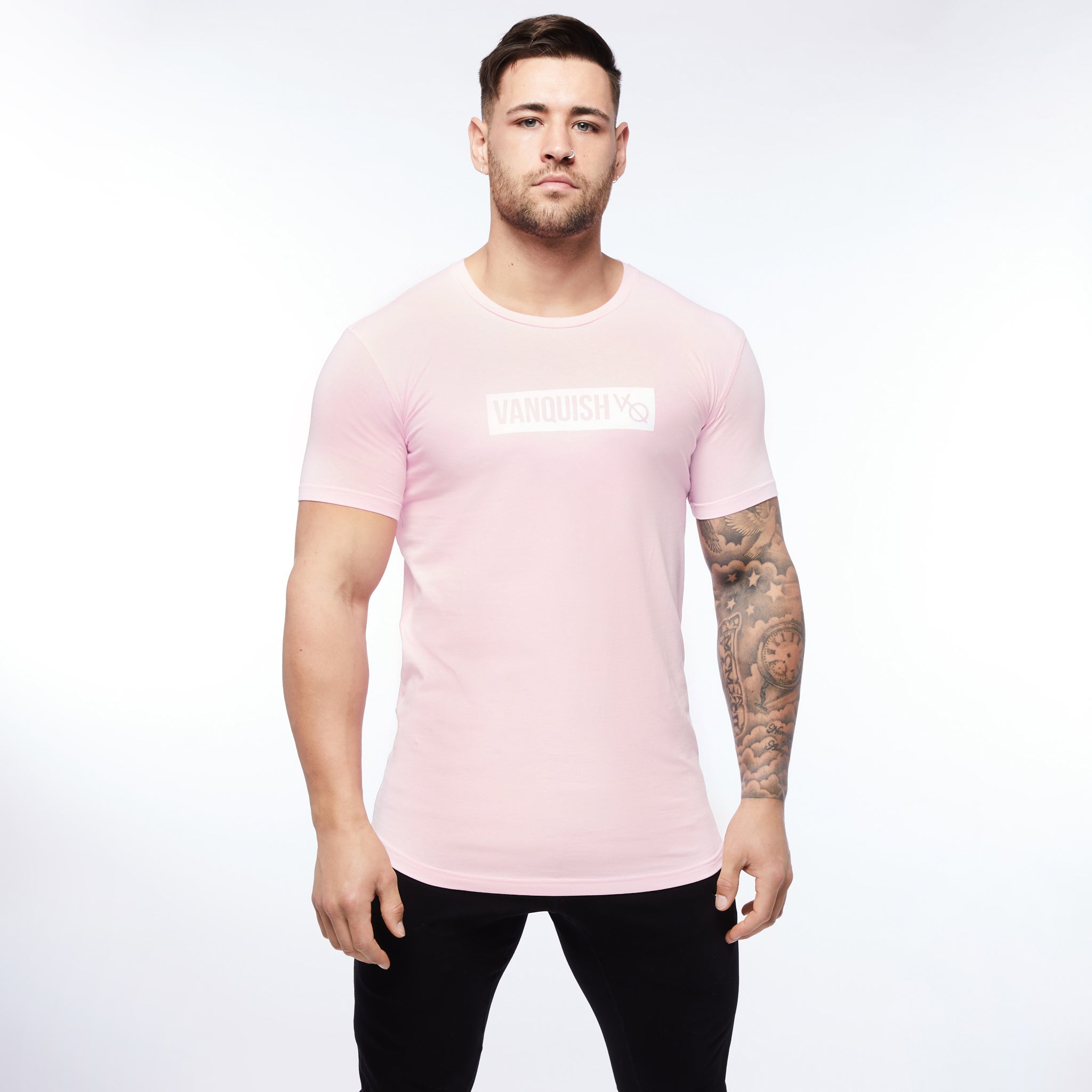 Vanquish Box Logo Pink Short Sleeve T Shirt
