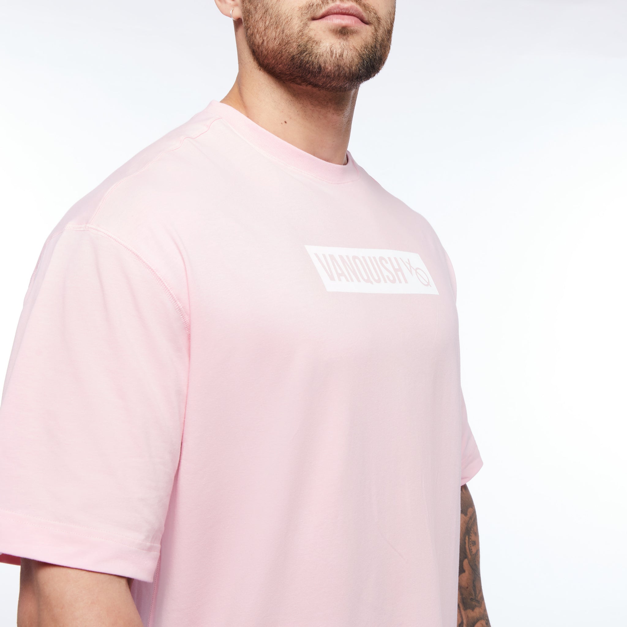 Vanquish Box Logo Pink Oversized T Shirt