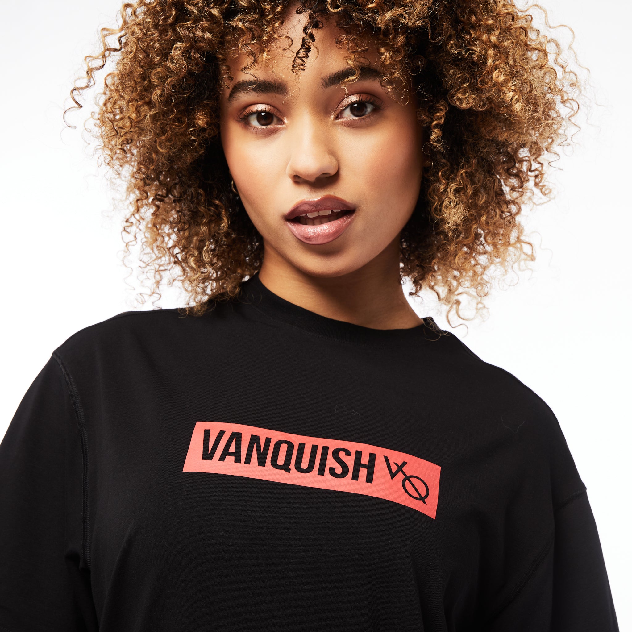 Vanquish Unisex Box Logo Red on Black Oversized T Shirt