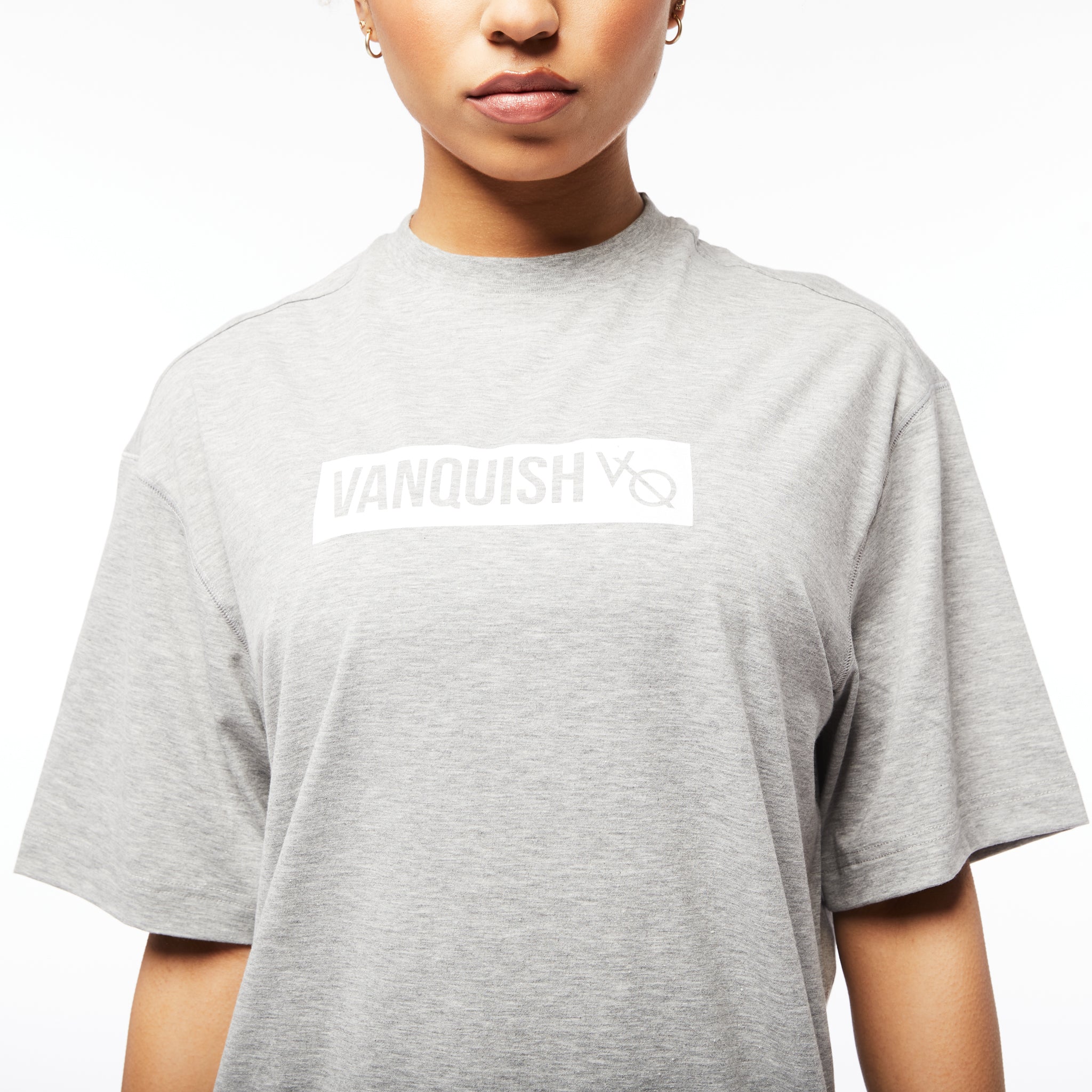 Vanquish Unisex Box Logo Ash Grey Oversized T Shirt