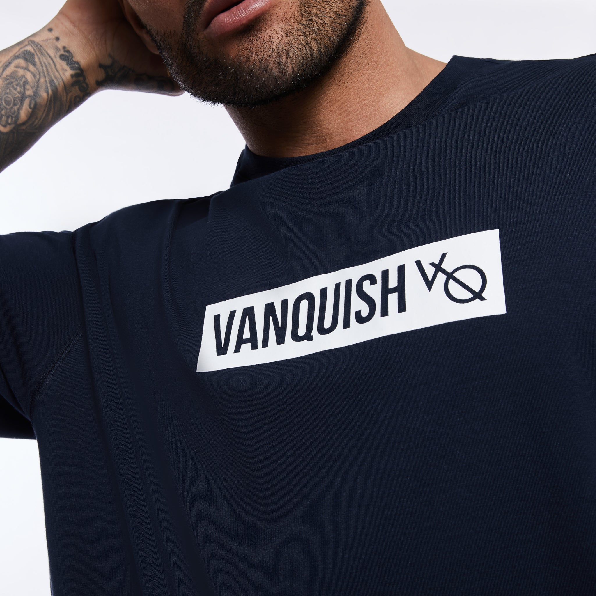 Vanquish Box Logo Navy Oversized T Shirt