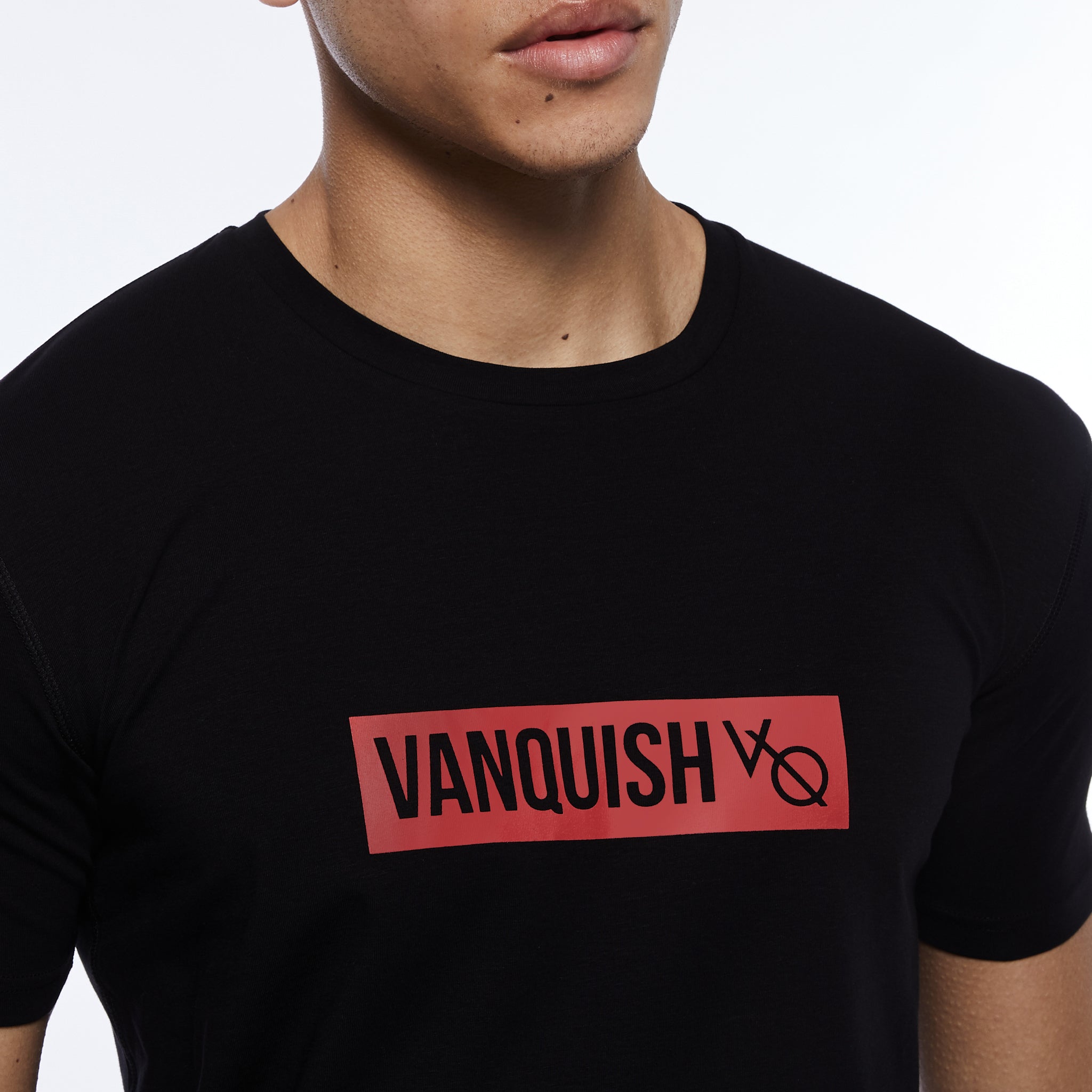 Vanquish Box Logo Red on Black Short Sleeve T Shirt
