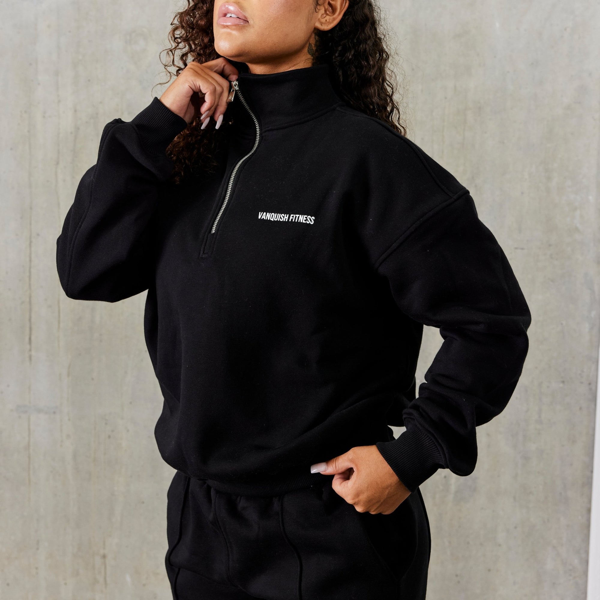 Vanquish Balance Black Quarter Zip Sweater - Vanquish Fitness