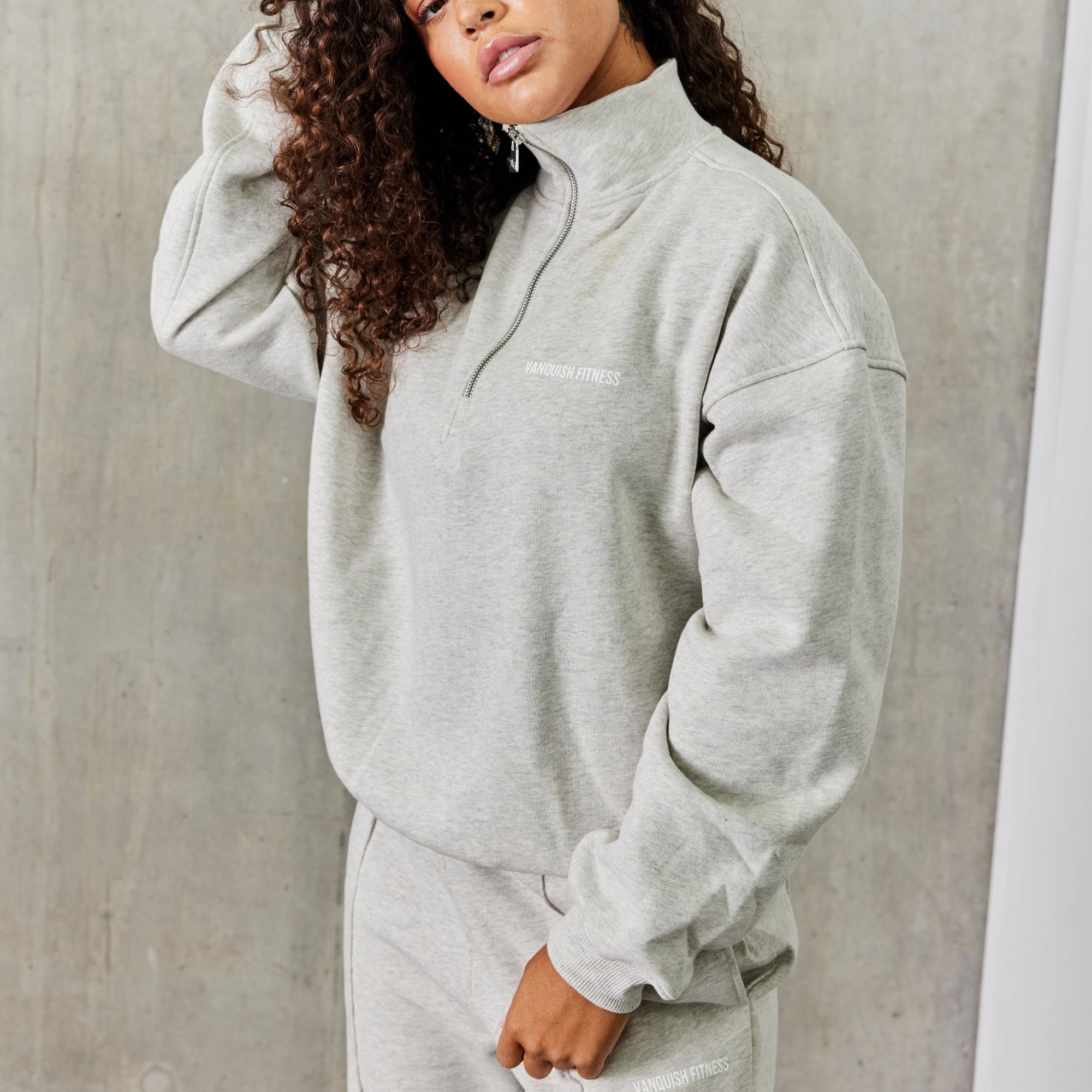 Vanquish Balance Oat Marl Quarter Zip Sweater - Vanquish Fitness