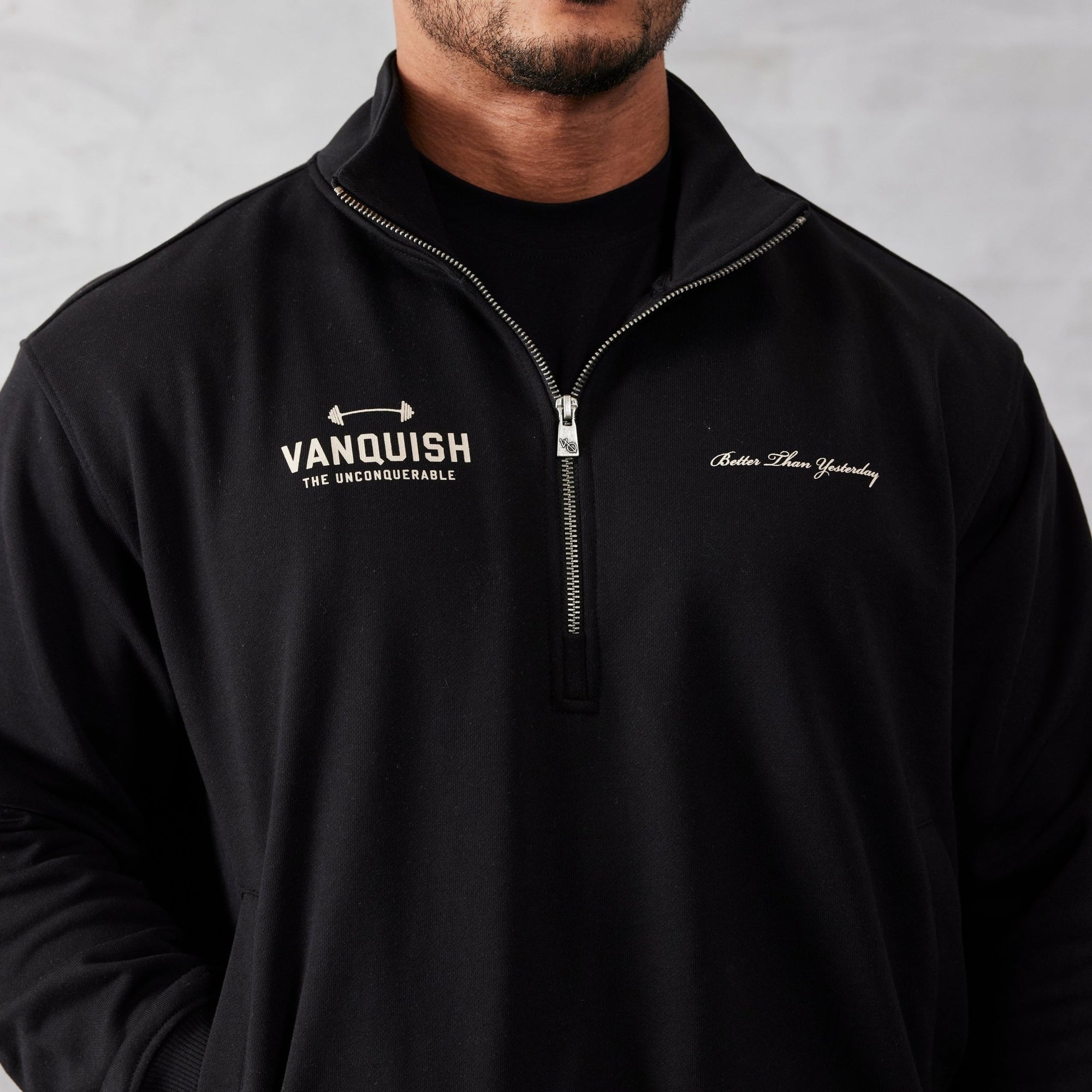 Vanquish Black Unconquerable Quarter Zip Sweater - Vanquish Fitness