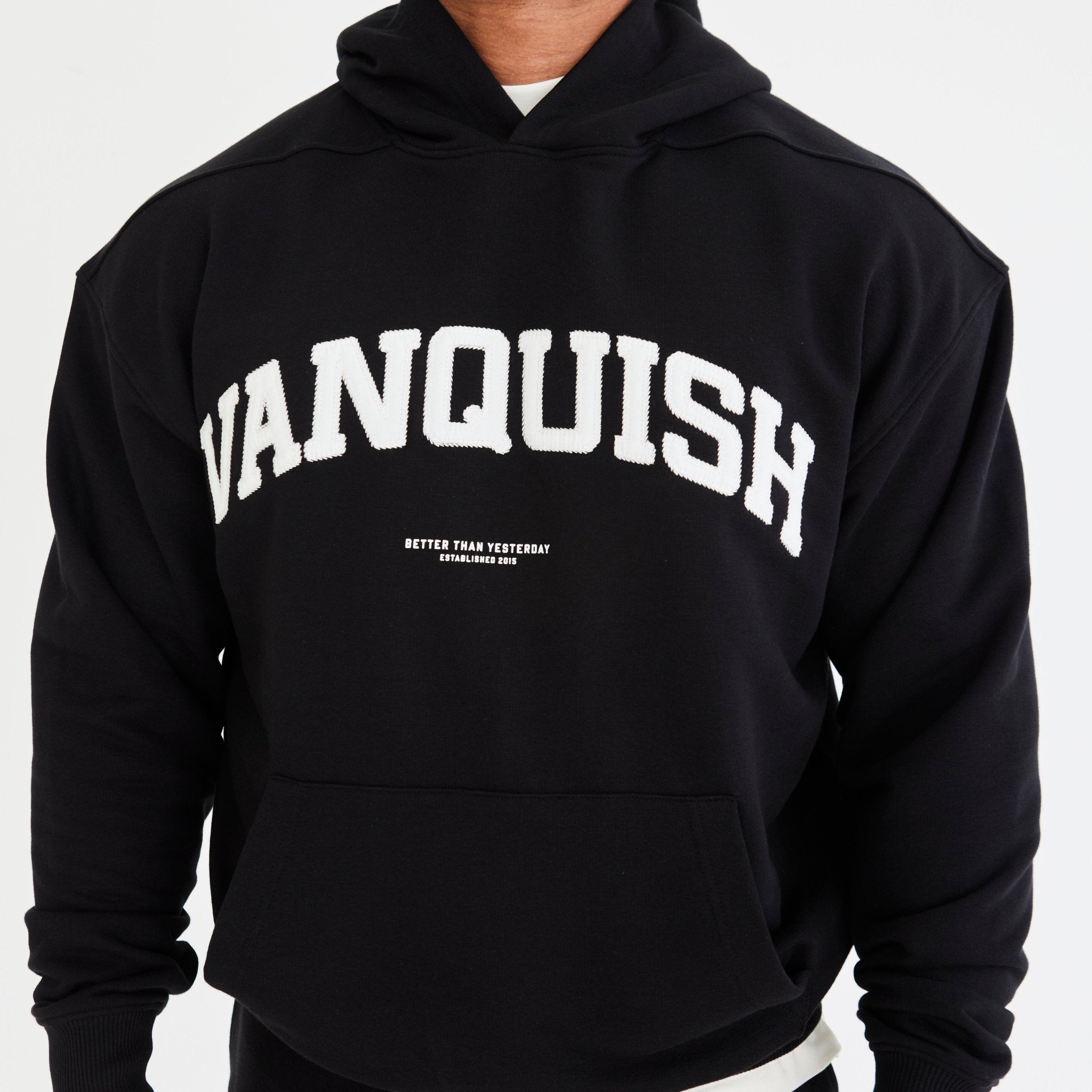 Vanquish Black Varsity Oversized Pullover Hoodie - Vanquish Fitness