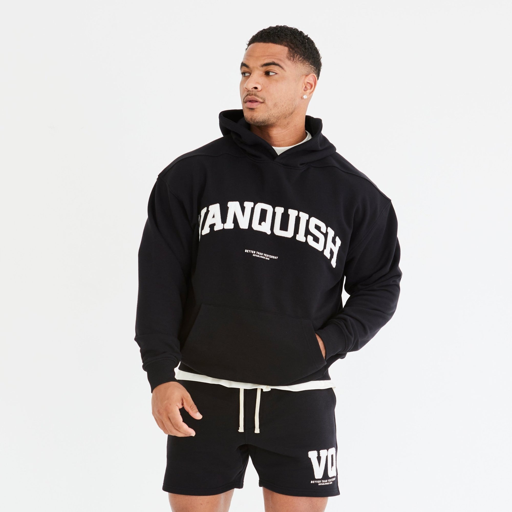 Vanquish Black Varsity Oversized Pullover Hoodie - Vanquish Fitness