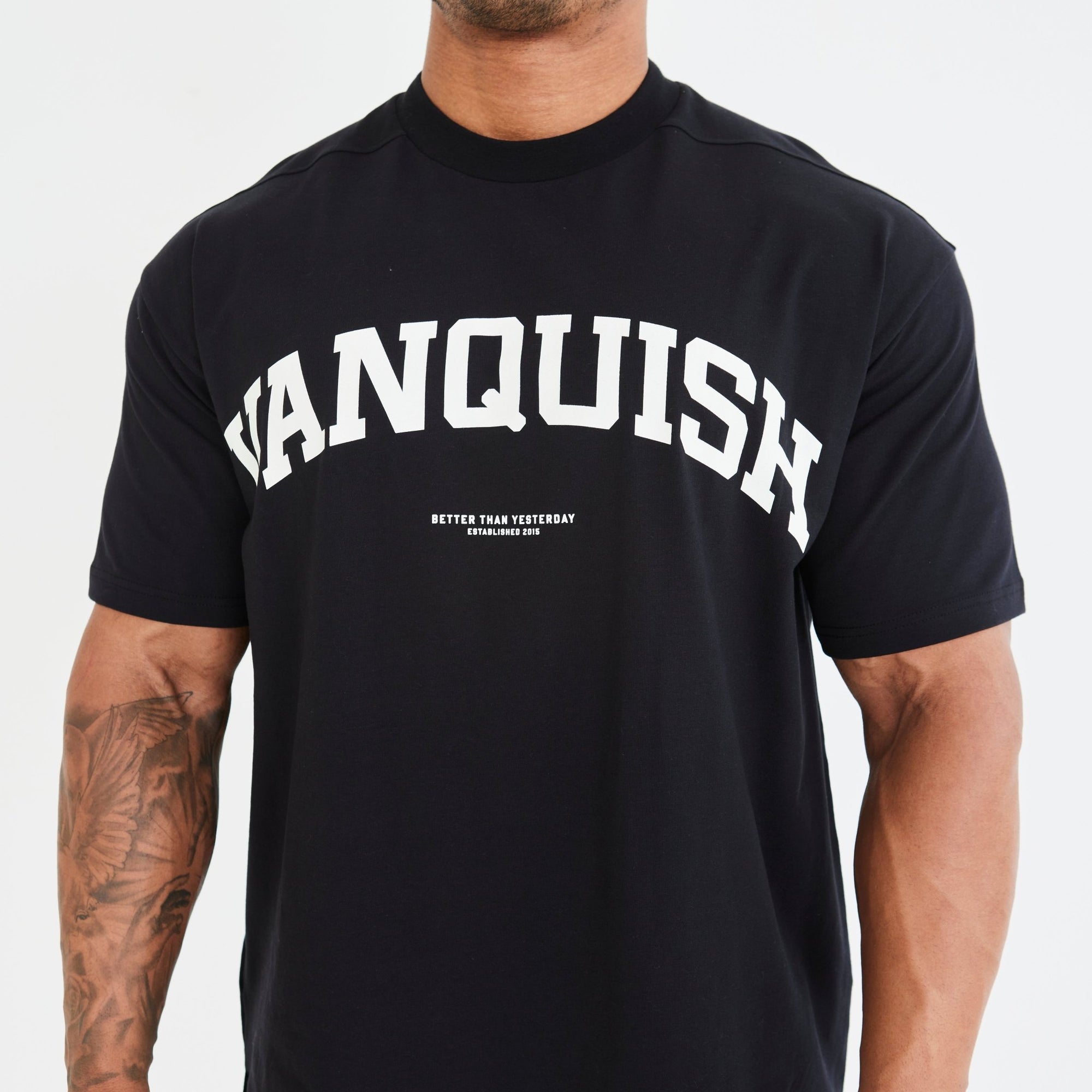 Vanquish Black Varsity Oversized T Shirt - Vanquish Fitness