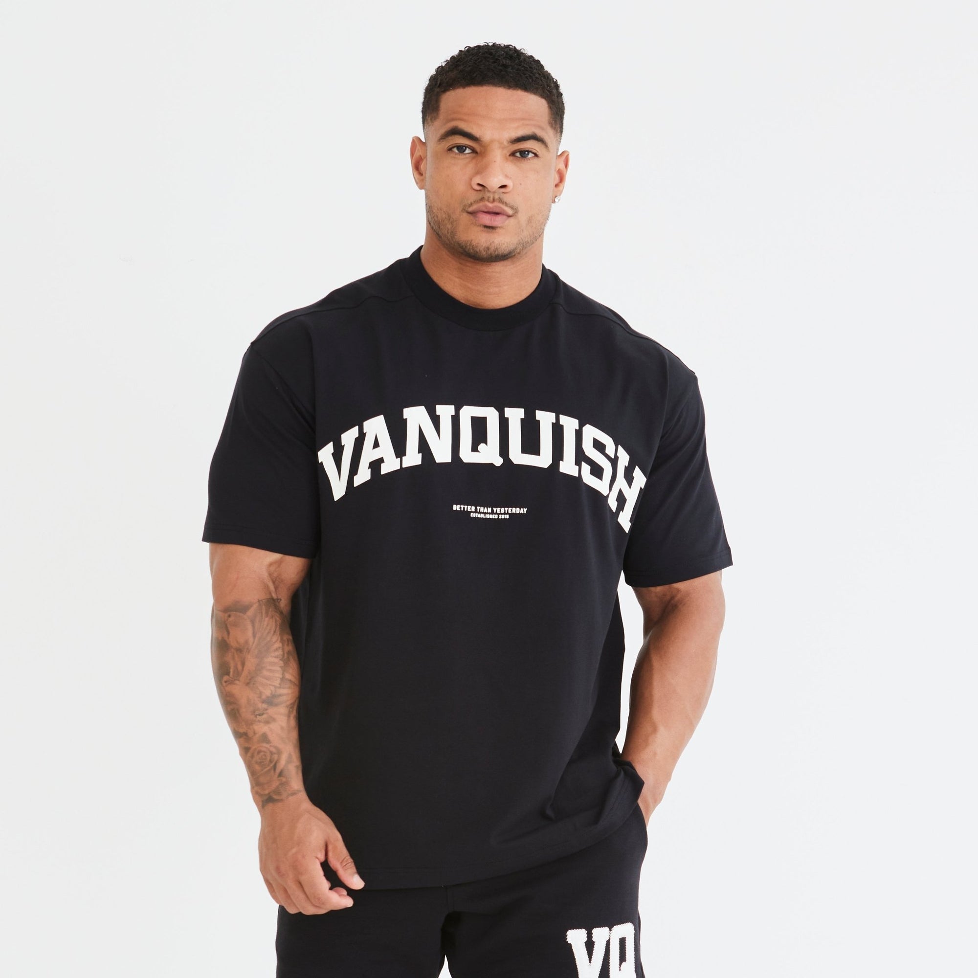 Vanquish Black Varsity Oversized T Shirt - Vanquish Fitness