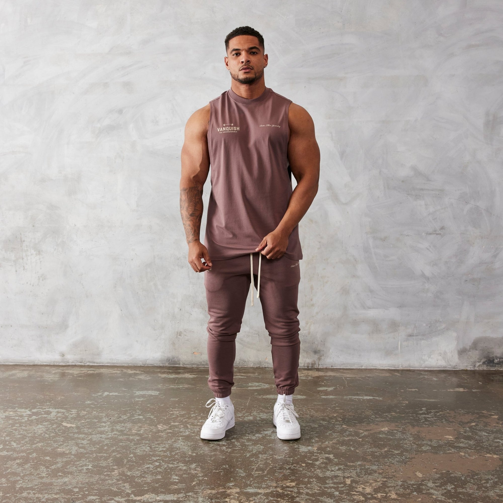 Vanquish Brown Unconquerable Oversized Sleeveless T Shirt - Vanquish Fitness